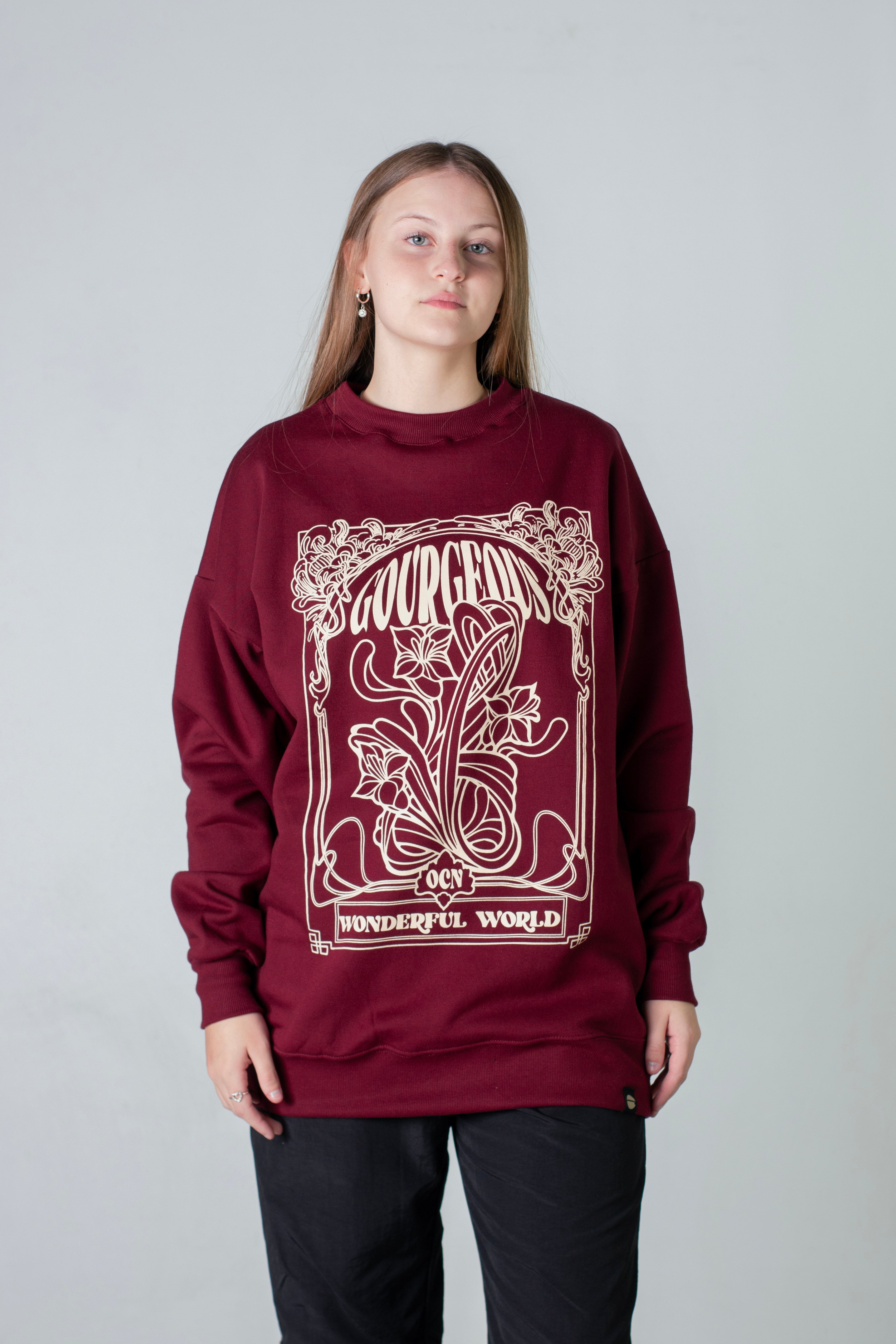 Women's Buzo Ocn Manilla Bordo S7 Hoodie - Cozy Fleece Pullover for Casual Wear, Gym, and Outdoor Activities