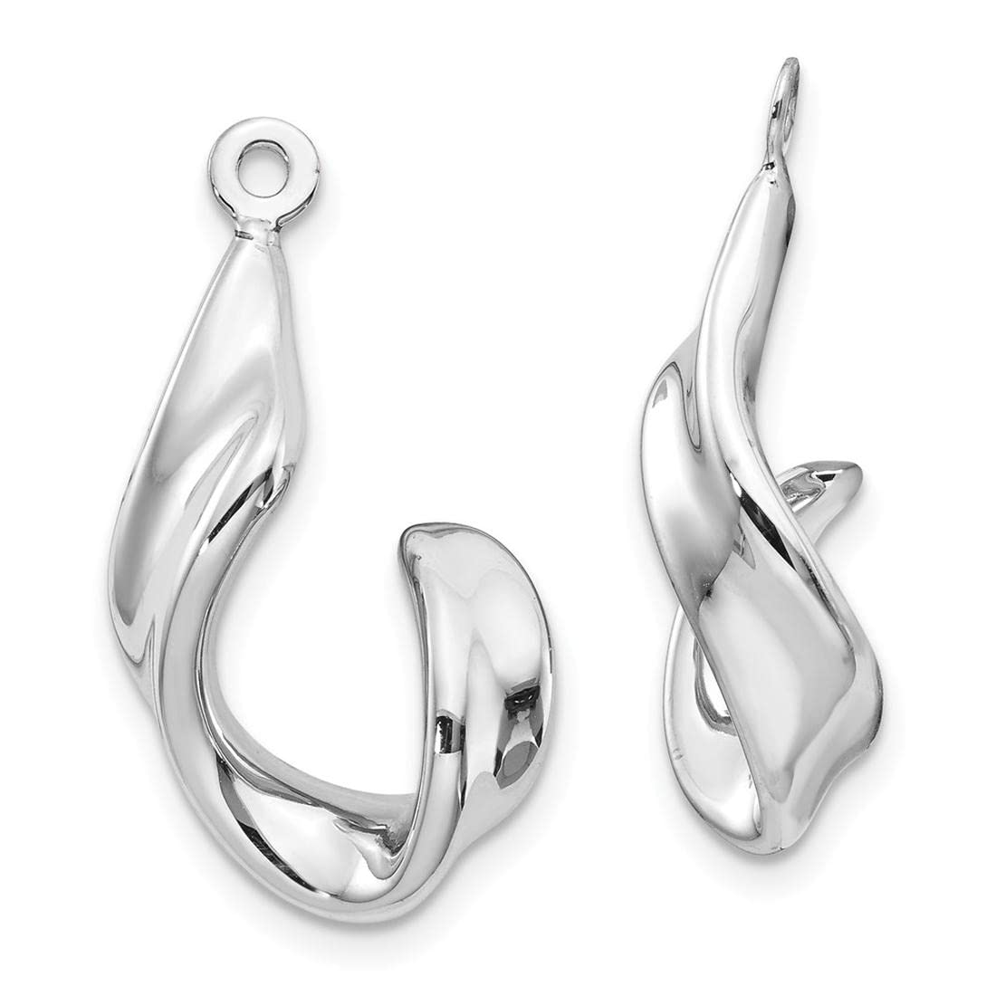 14k White Gold Twisted J Earring Jackets - Elegant Stud Enhancers for Everyday Wear & Special Occasions