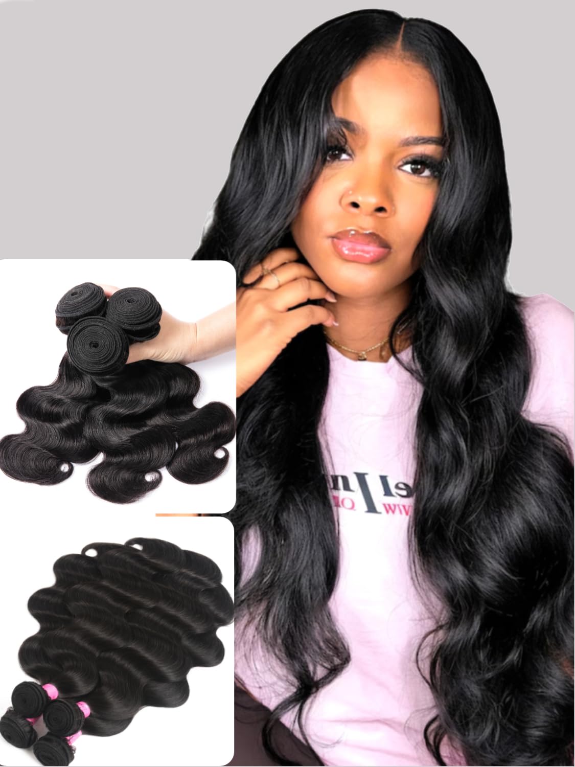 UNICE 100% Unprocessed Virgin Malaysian Body Wave Human Hair Weave - 3 Bundles (14/16/18 Inches) | Natural Color Sew-In Hair Extensions for Styling & Volume | Perfect for Daily Wear, Parties & Special Occasions