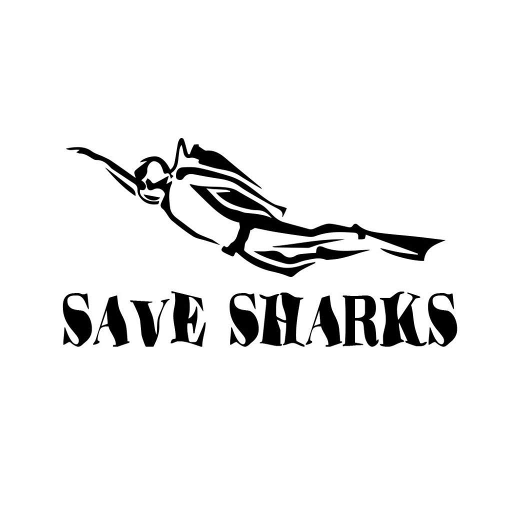 Eco-Friendly Save Sharks Scuba Diving Vinyl Decal - Waterproof Sticker for Car, Laptop, Wall, Window | Perfect for Marine Conservation Enthusiasts & Ocean-Themed Room Decor
