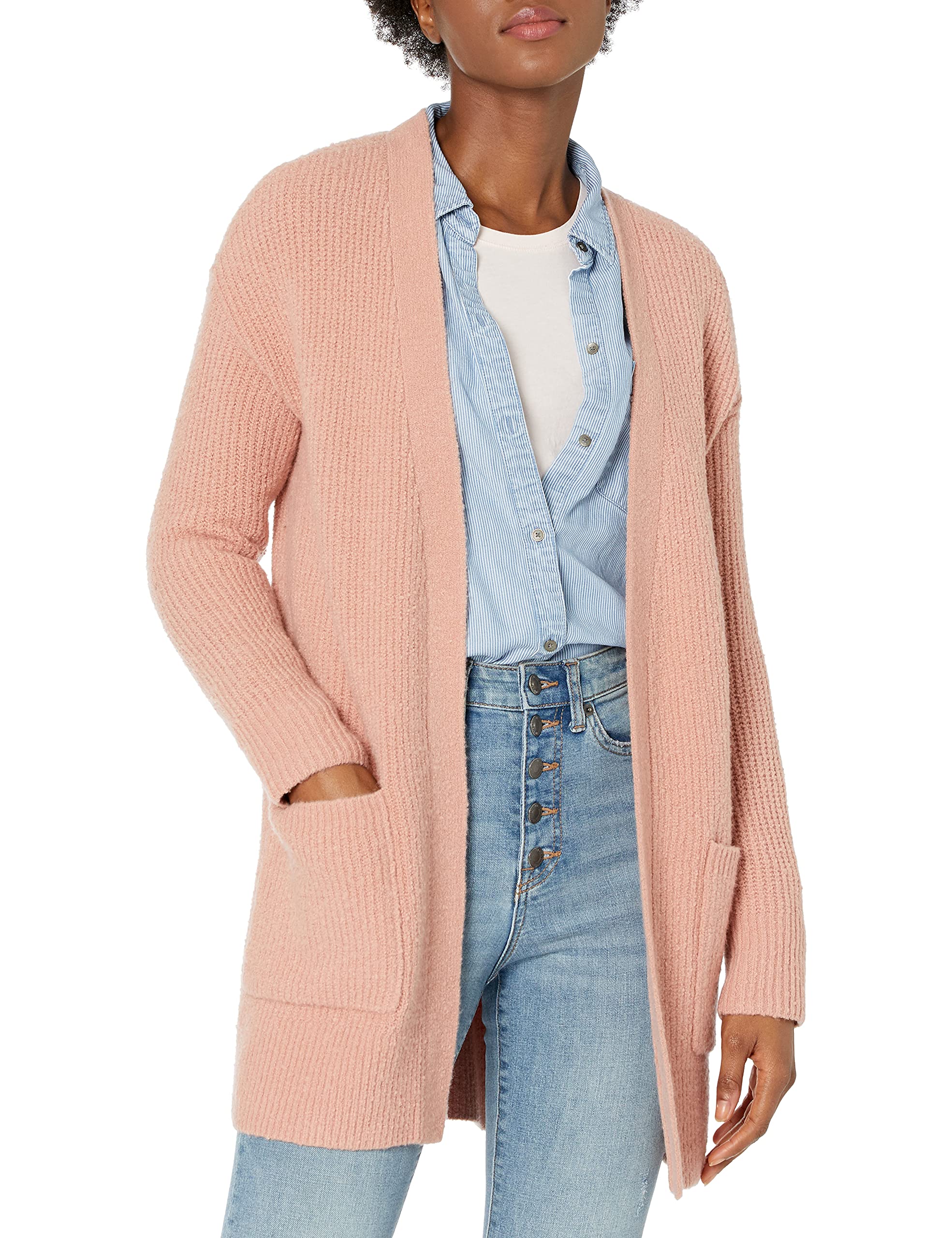 Goodthreads Women's Oversized Boucle Shaker Stitch Cardigan Sweater - Cozy Knit Pullover for Fall & Winter - Perfect for Office, Coffee Dates and Weekend Lounging