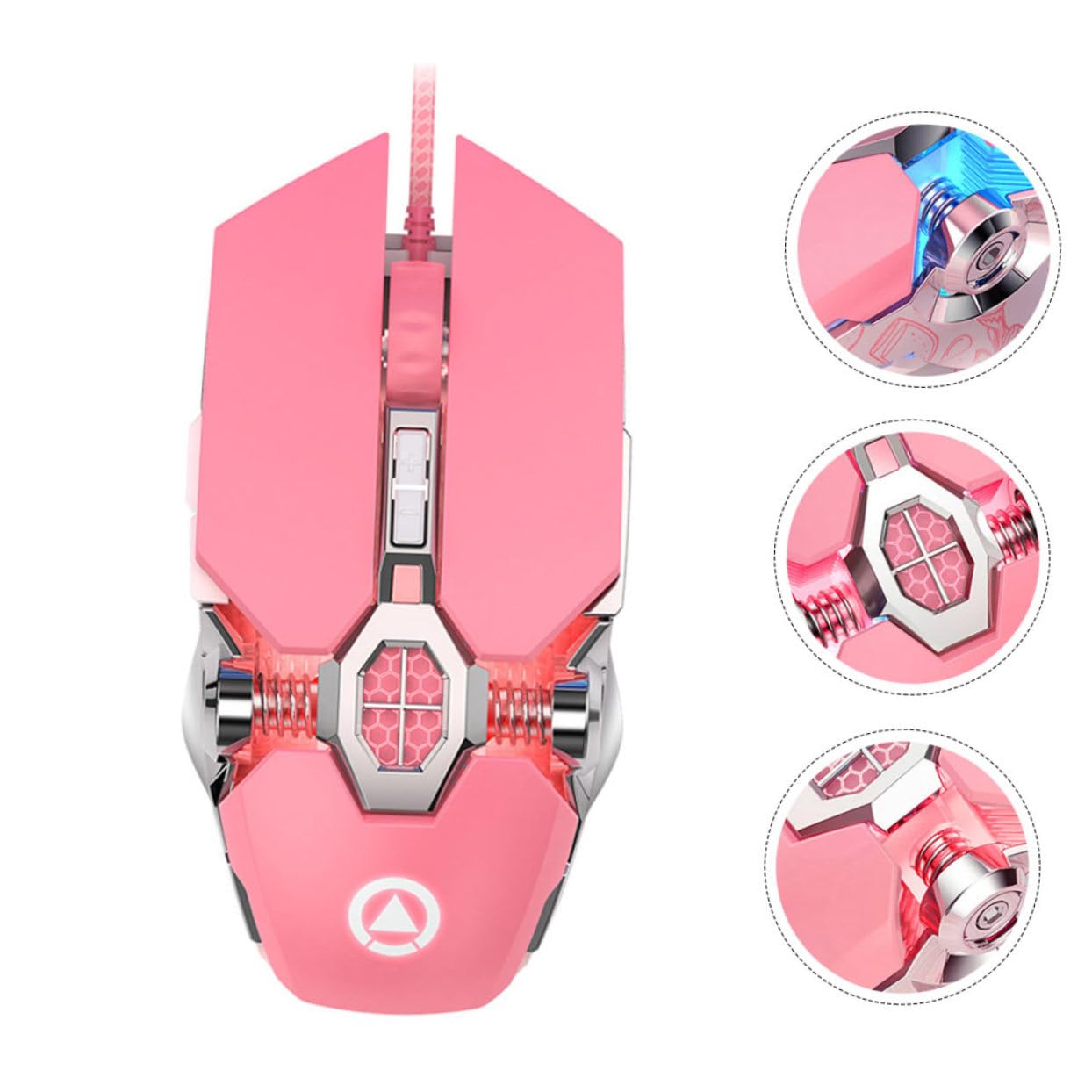 ETHZZLE Pink Wired Gaming Mouse for PC & Laptop - Ergonomic RGB Illuminated Computer Mouse with Comfortable Grip - Perfect for Gaming, Office Work & Home Use