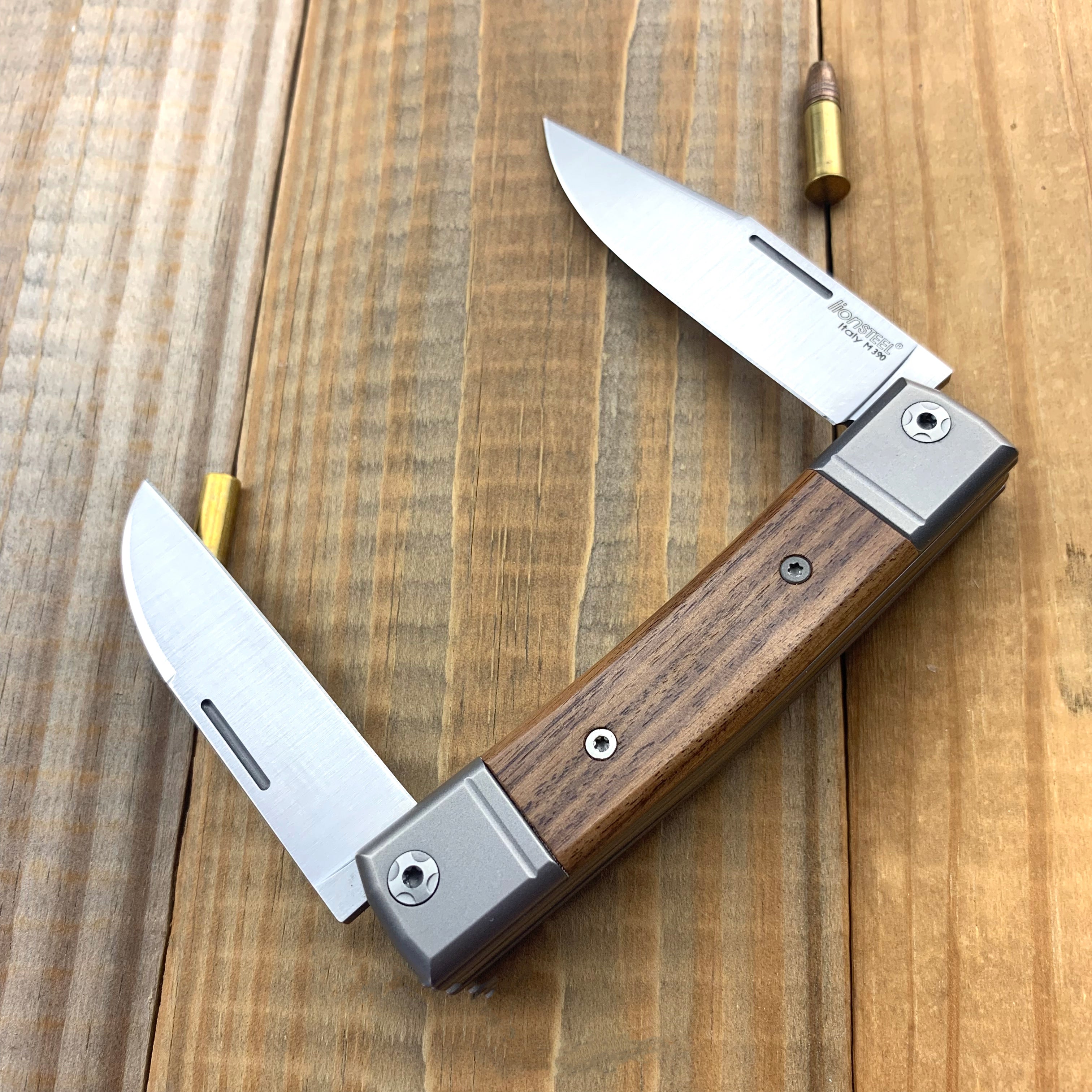 Lionsteel LSTBM13ST bestMAN Slip Joint Pocket Knife - 2 Blades, Santos Wood Handle - Perfect for EDC, Camping & Outdoor Activities