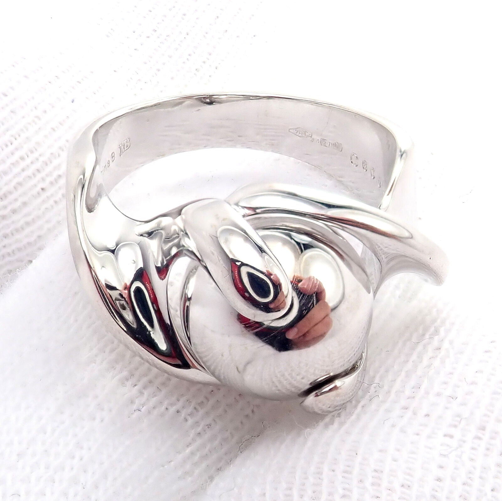 Authentic Marina B 18k White Gold Rolling Ball Globe Ring Size 7 - Perfect for Anniversary Gifts, Luxury Jewelry Collection & Special Occasions