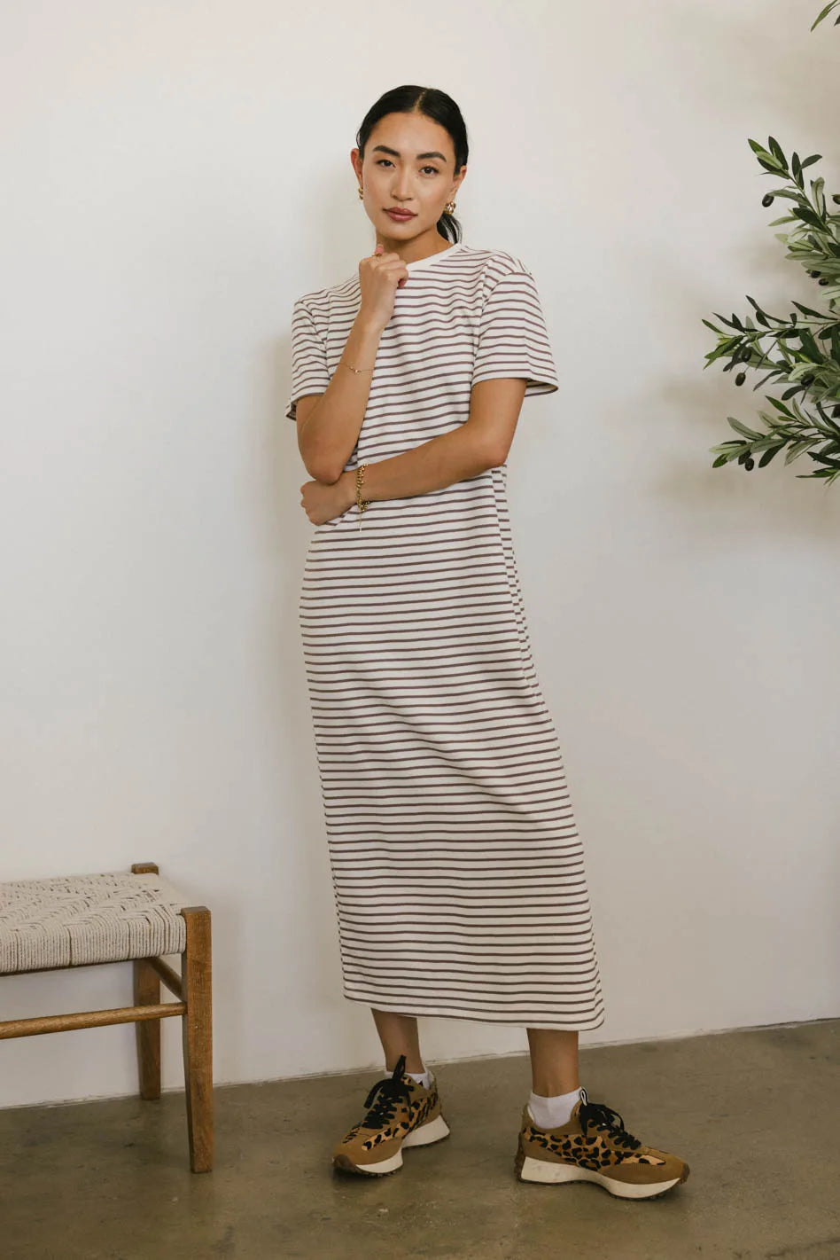Hudson Striped T-Shirt Dress in Cream | Women's Casual Summer Dress | Perfect for Beach, Brunch & Everyday Wear | FINAL SALE