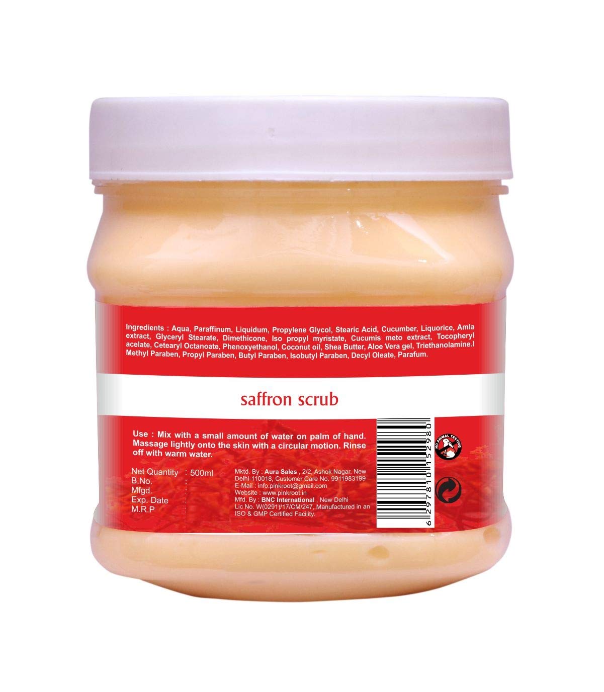 **Pink Root Green Tea Massage Gel & Saffron Scrub Set - 500ml Each | Natural Skincare for Relaxation & Exfoliation | Perfect for Spa, Home Use & Gift Giving**