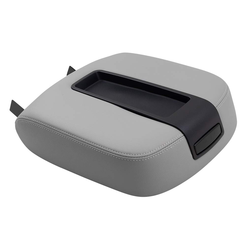 Brock Replacement Gray Center Console Armrest Lid Cover Compatible with 2007-2013 Chevy Silverado GMC Sierra Tahoe Escalade Pickup Truck - Durable Upgrade for Full Center Console Comfort & Style