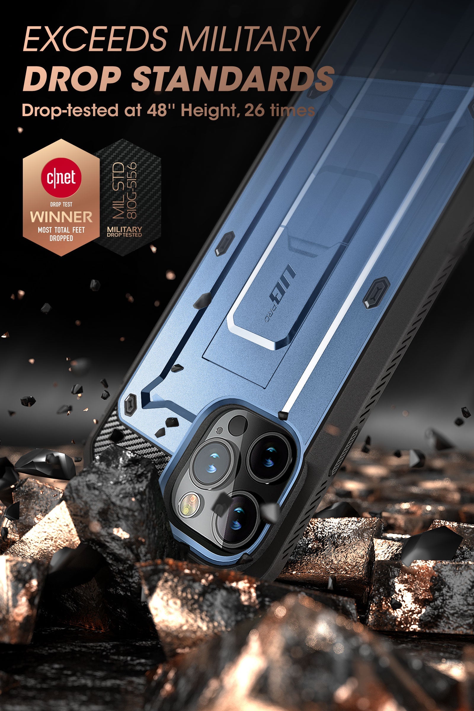 iPhone 14 Pro Max 6.7 Inch Unicorn Beetle PRO Rugged Protective Case - Shockproof, Military-Grade Drop Protection, Metallic Blue (Open Box) - Perfect for Outdoor Adventures, Construction Work & Extreme Sports