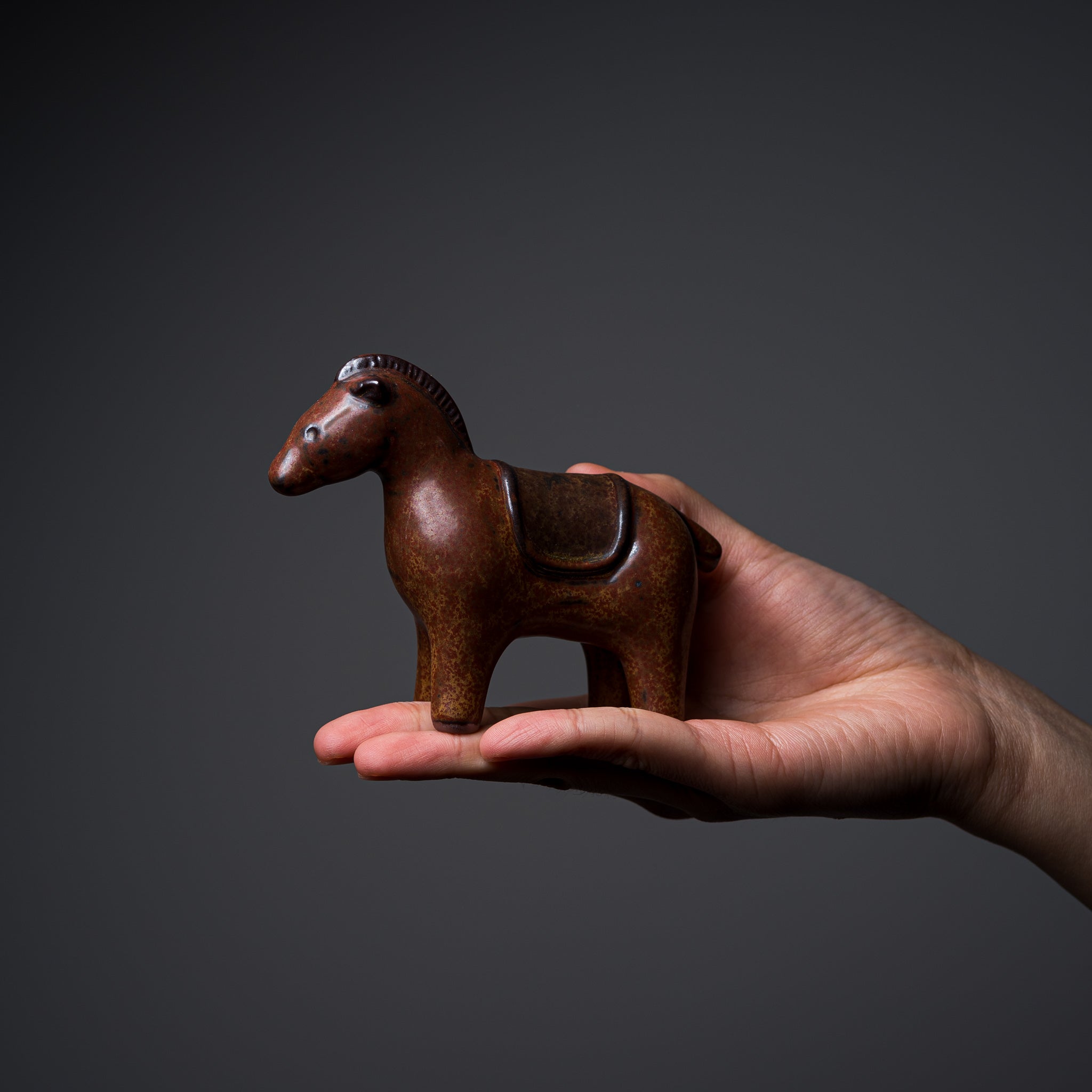 Seto Ware KASHIWA Brown Horse Animal Ornament - Japanese Ceramic Home Decor, Collectible Figurine for Shelf Display, Office Desk, or Gift