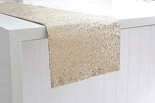 Gold Sequin Table Runner 13x72 Inches - Elegant Glitter Dining Table Decor for Weddings, Parties & Holiday Celebrations