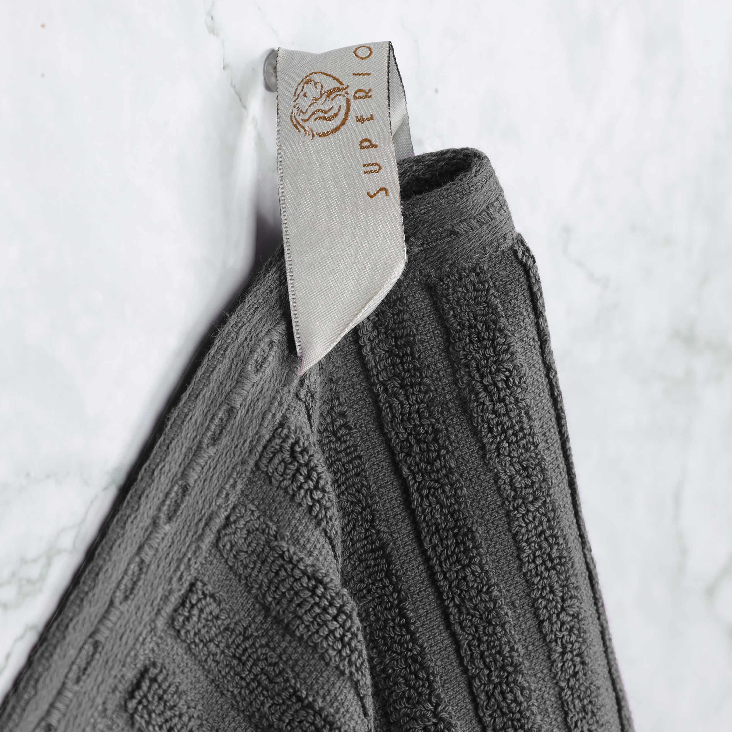 Premium Soho Ribbed Textured Cotton Hand Towels & Bath Sheets Set - Ultra Absorbent, Soft & Quick-Drying - Perfect for Bathroom, Spa, Gym & Guest Use