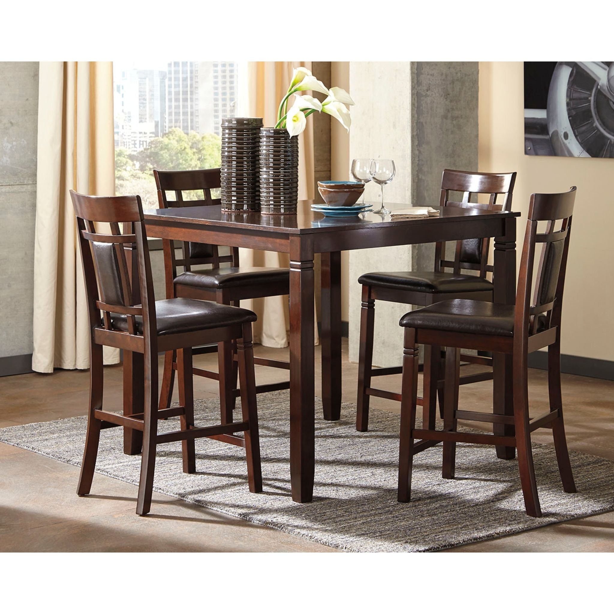 Bennox 5-Piece Counter Height Dining Set - Modern Kitchen Table & Stools for Small Spaces, Breakfast Nook, or Apartment - Easy Assembly & Space-Saving Design