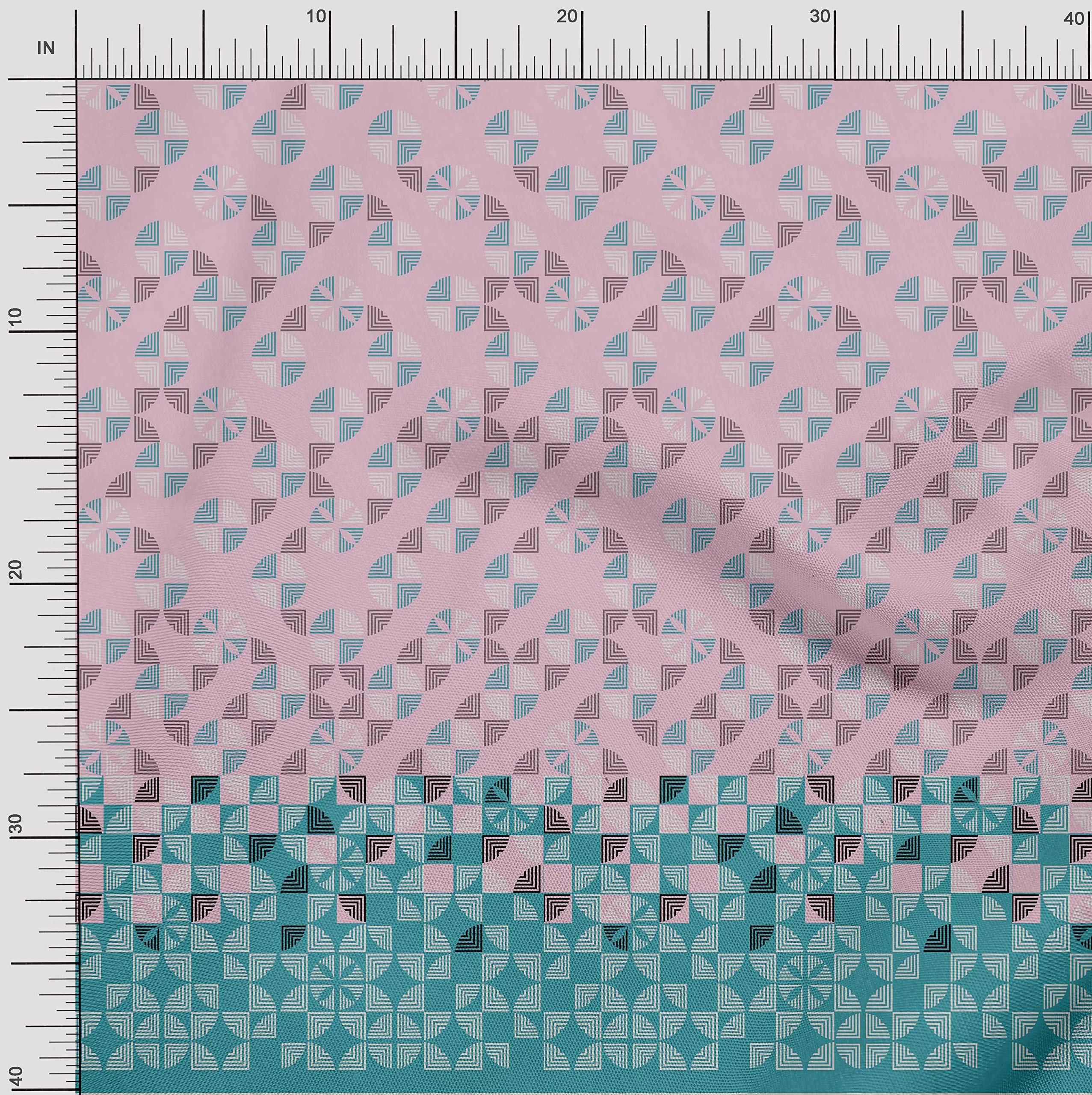 oneOone Viscose Jersey Blush Pink Geometric Panel Dress Fabric - 60 Inch Wide Printed Material by The Yard | Perfect for DIY Dresses, Skirts & Home Decor Projects