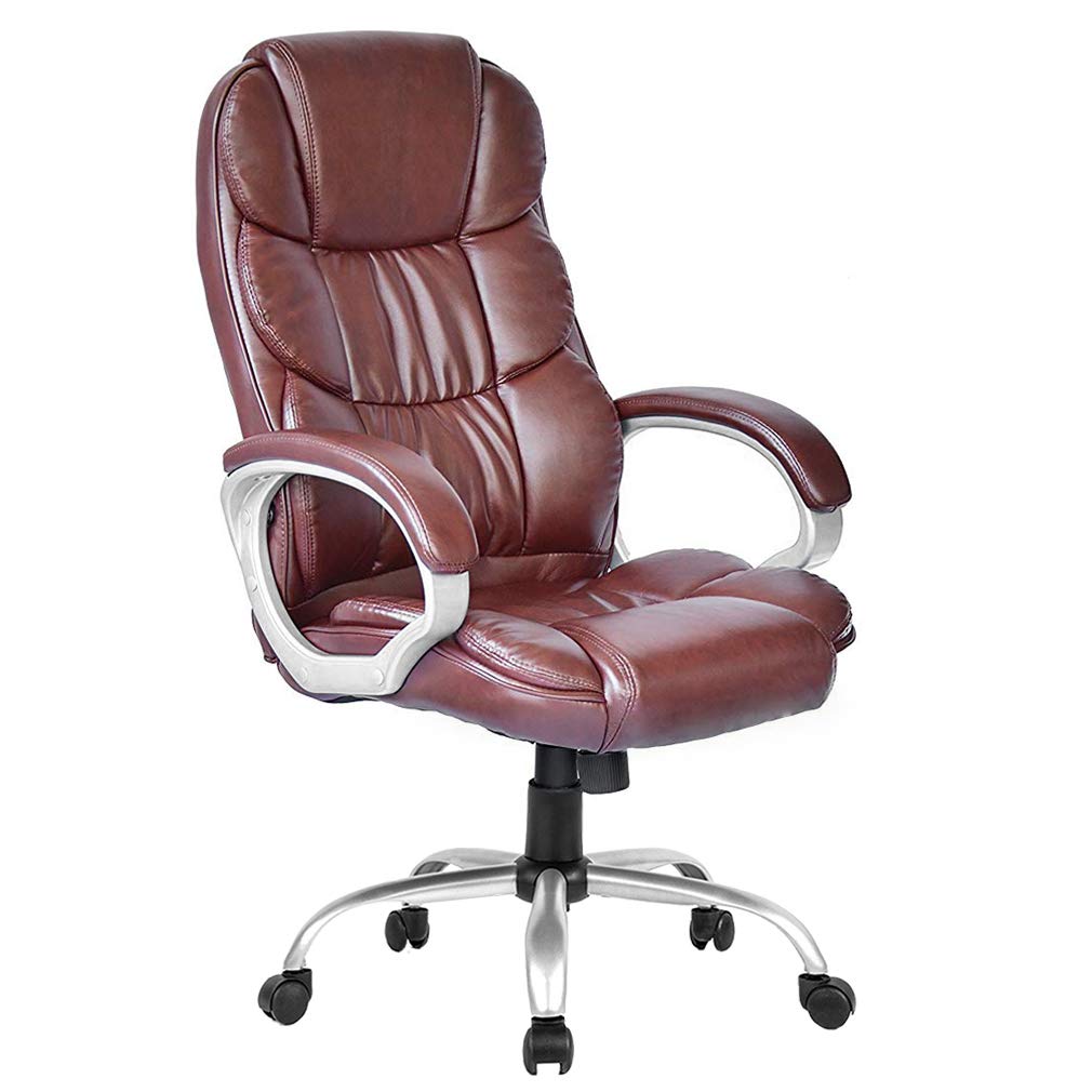 Ergonomic Office Chair with Adjustable Lumbar Support - High Back Executive Desk Chair for Home & Office, Rolling Swivel Computer Task Chair for Women & Men (Brown) - Perfect for Long Work Hours & Gaming Sessions