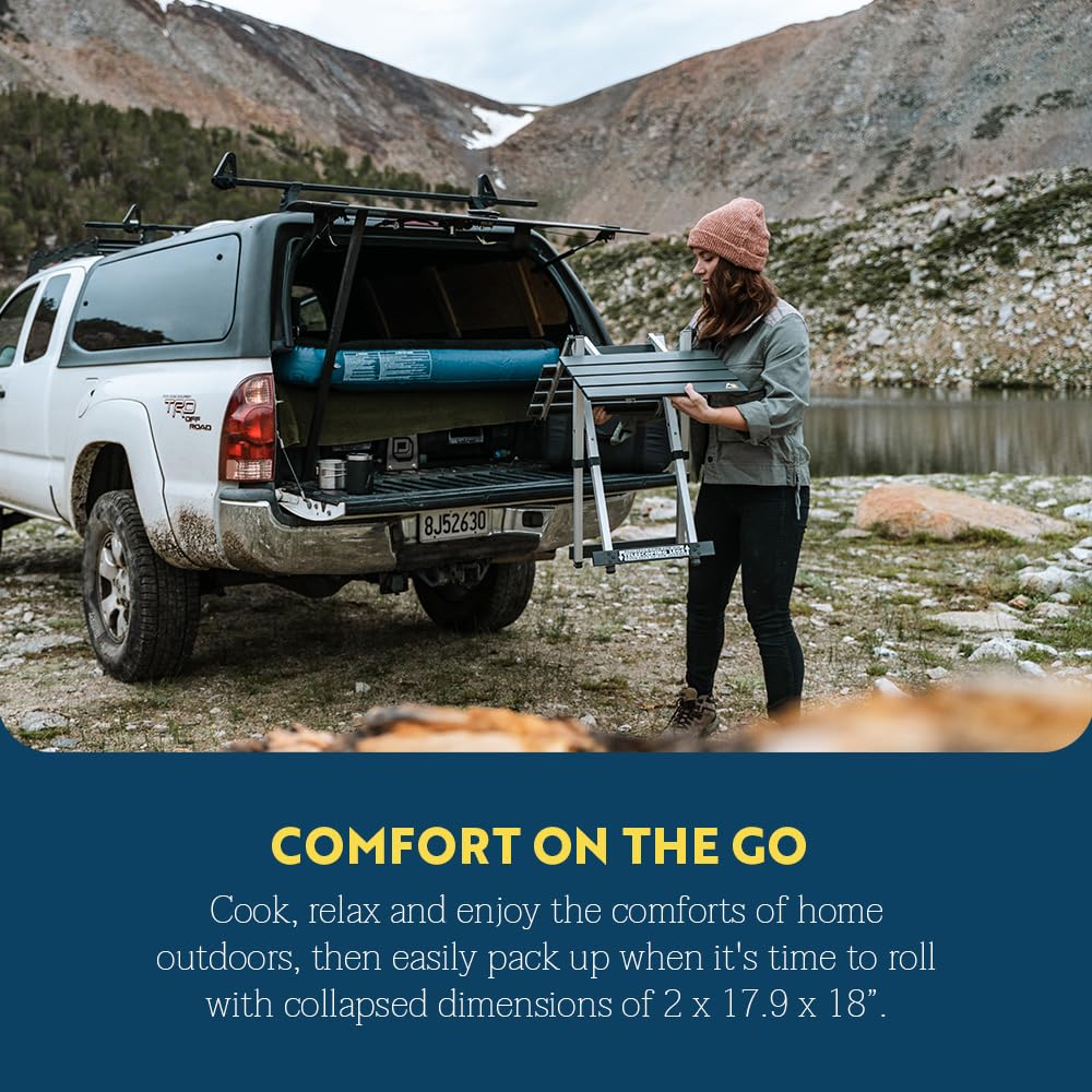 GCI Outdoor Folding Camping Table - Portable Picnic Table for Camping, Beach, Backyard & Tailgating | Compact & Lightweight Aluminum Frame | Easy Setup & Foldable Design
