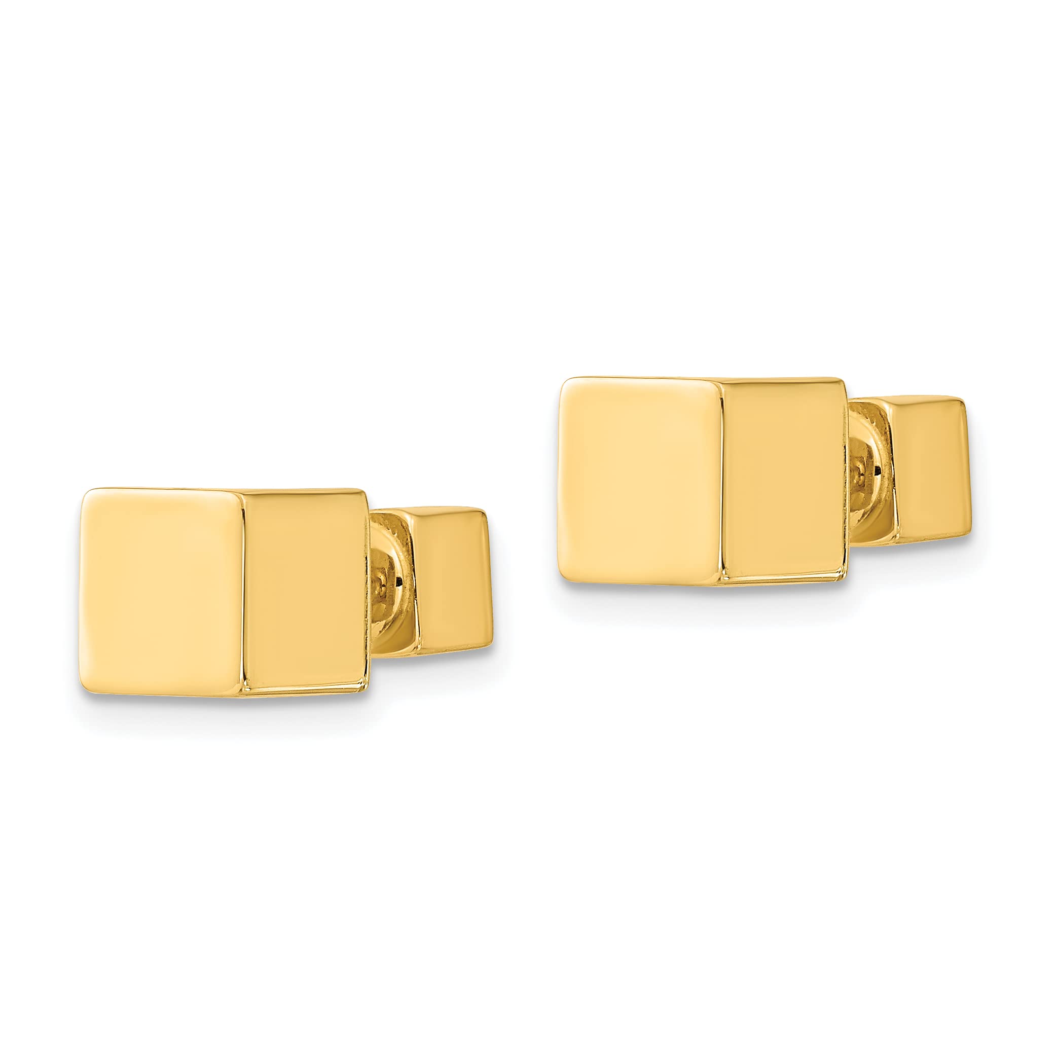 14K Yellow Gold 5mm & 7mm Cube Screw Back Earrings for Women - Elegant Front & Back Post Design, Perfect for Parties, Weddings & Everyday Wear