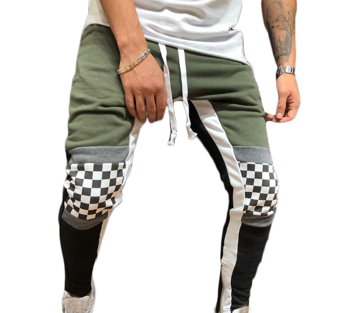 LUCKHA Men's Slim Fit Gym Trousers - Athletic Skinny Joggers with Striped Design, Comfortable Sweatpants for Workout & Casual Wear | Perfect for Running, Training & Lounge