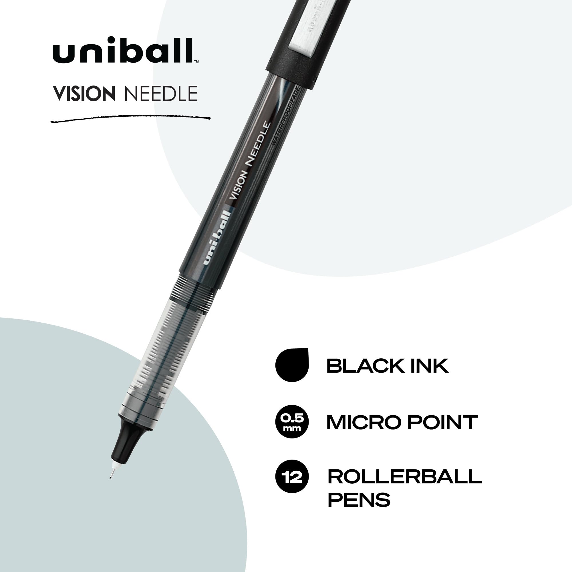 Sanford Rollerball Pen with Soft Grip & Needle Tip - 0.5mm Fine Point Black Ink (SAN1734918) - Perfect for Office Work, Note Taking & Smooth Writing