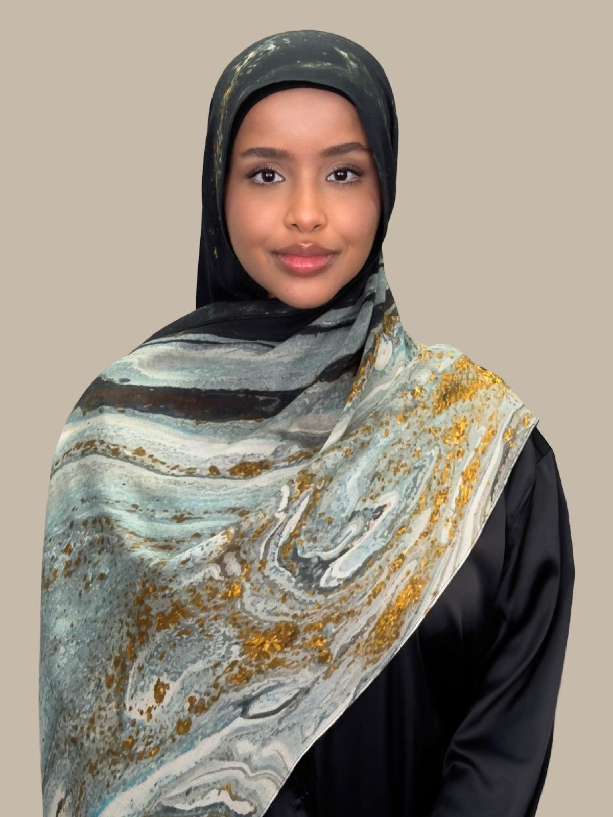 Print Modal Hijab Sedona Slate - Soft & Breathable Muslim Headscarf for Women - Perfect for Daily Wear, Prayer & Special Occasions