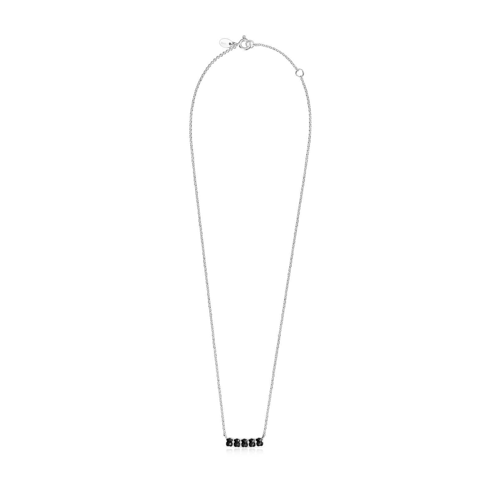 TOUS Mini Onyx Sterling Silver Necklace for Women - Elegant Black Onyx Pendant with 925 Silver Chain - Perfect for Gifts, Parties & Everyday Wear