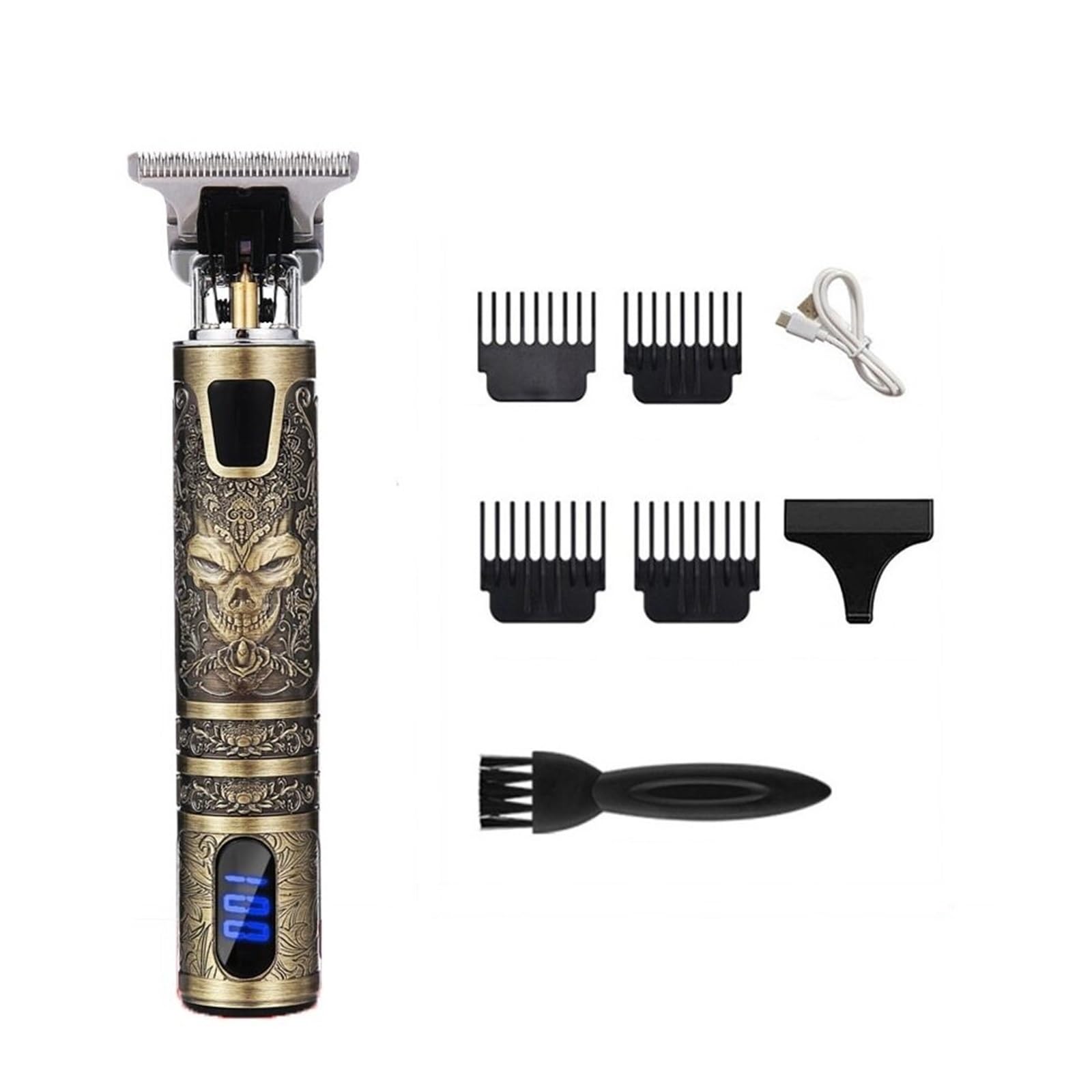 Vintage T9 Cordless 0mm Professional Hair Clippers for Men - Electric Hair Trimmer with Digital Display - Perfect for Home Barbering, Beard Trimming & DIY Haircuts