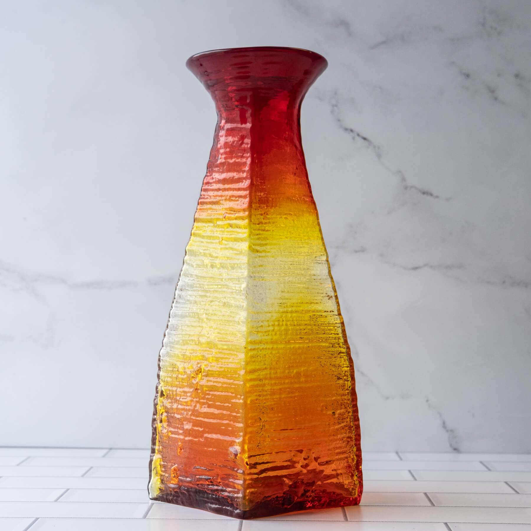 2134 Strata Vase - Modern Orange Ceramic Flower Vase for Home Decor, Wedding Centerpieces & Tabletop Display | Elegant Tangerine Design for Living Room, Dining Table & Office Decor