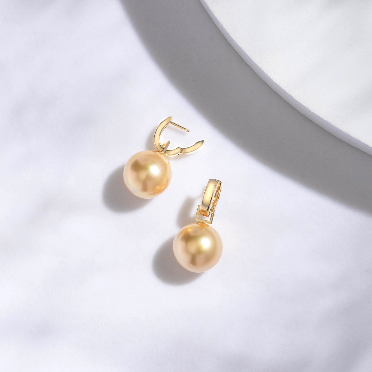 18K Solid Gold South Sea Golden Pearl Earrings KE00076 - Luxury Pearl Jewelry for Women, Elegant Gift for Wedding, Anniversary & Special Occasions