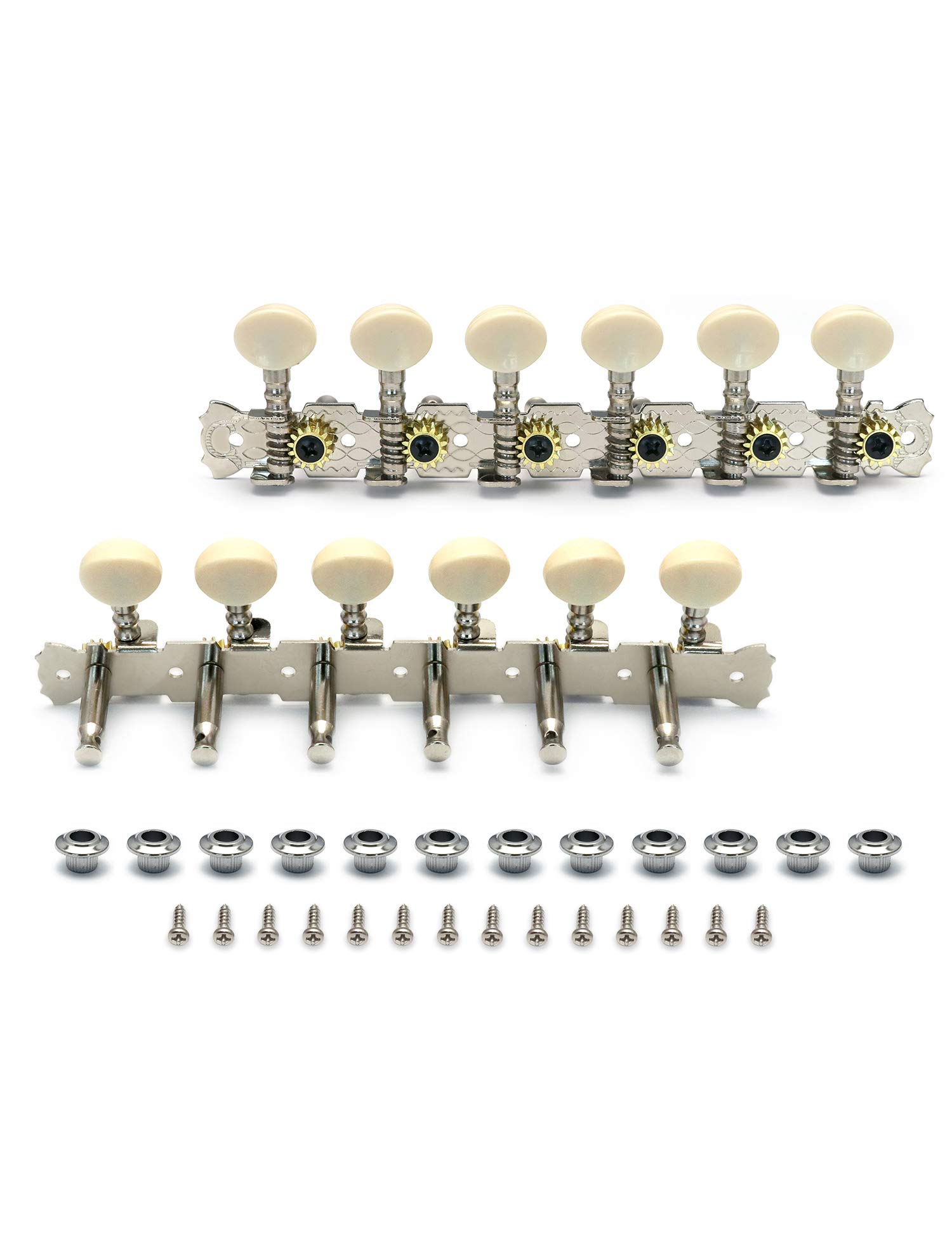 Metallor 12-String Acoustic Guitar Tuning Pegs - Chrome Plated Machine Heads (6L 6R) for Precise Tuning | Perfect for Guitar Maintenance & String Replacement | Ideal for Musicians, Luthiers & Guitar Enthusiasts