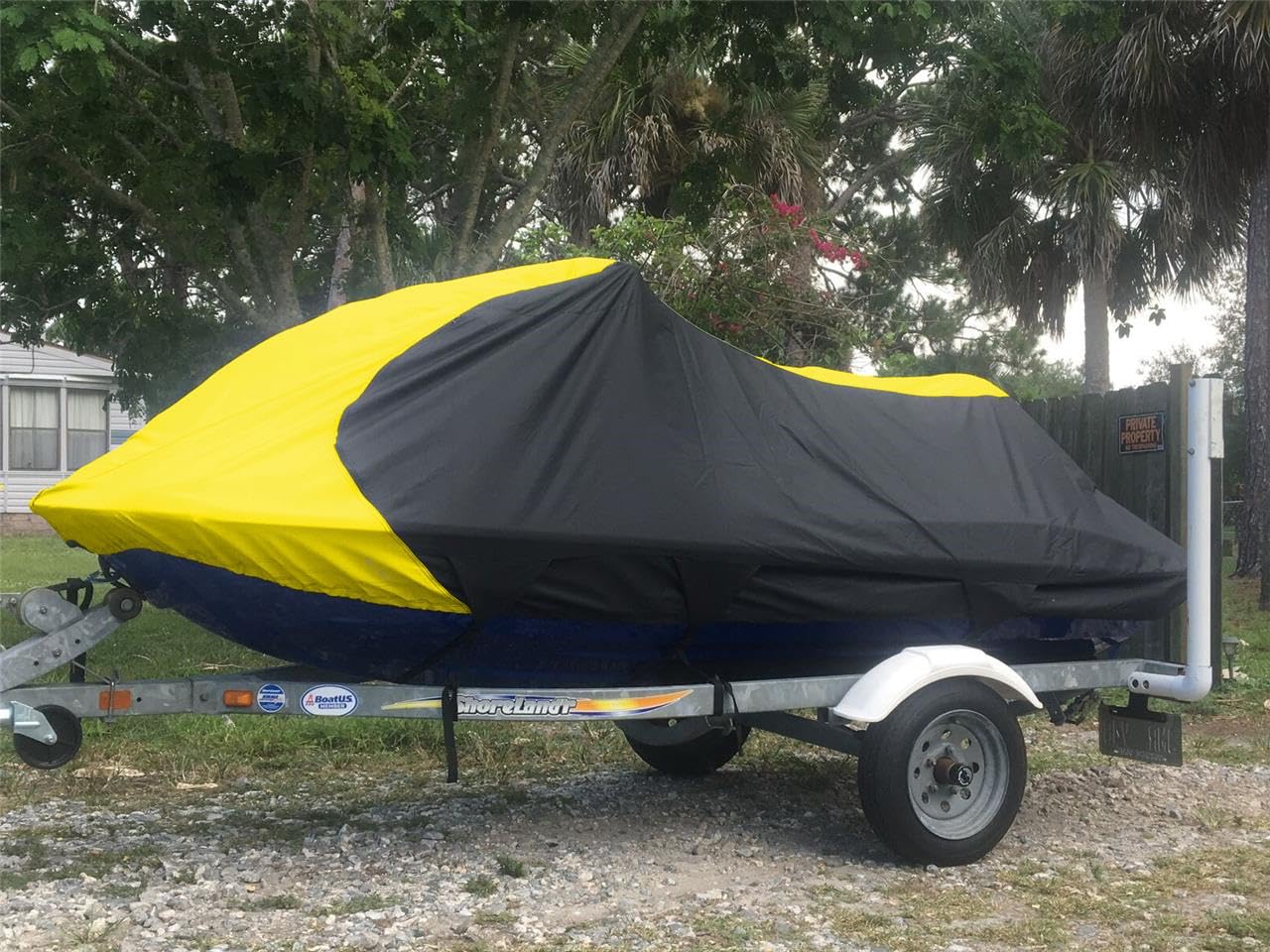 SBU Black/Yellow Heavy-Duty PWC Cover - Compatible with Sea-Doo Spark 2up 900 ACE 60HP (2021 Model) | Watercraft Protection for Storage & Outdoor Use