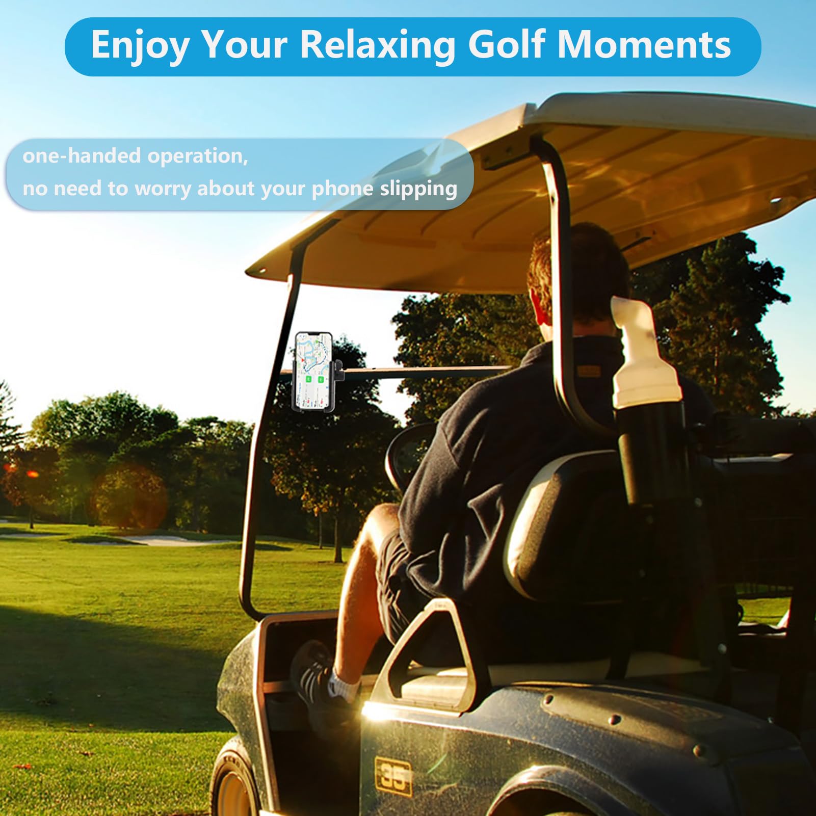 360° Rotatable Golf & Bike Phone Holder - Universal Motorcycle Phone Mount for iPhone & Android - Perfect for Golfing, Cycling & Outdoor Adventures