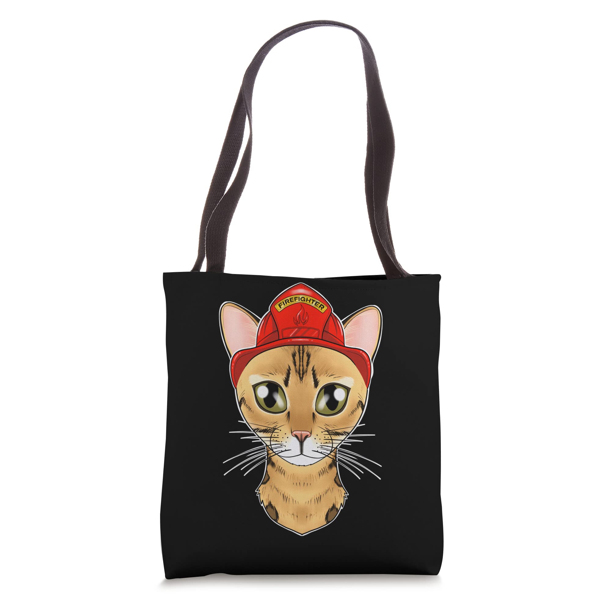 Firefighter Bengal Cat Tote Bag for Women - Cute Fireman Cat Lover Gift - Perfect for Grocery Shopping, Work Commute & Cat Enthusiast Outings