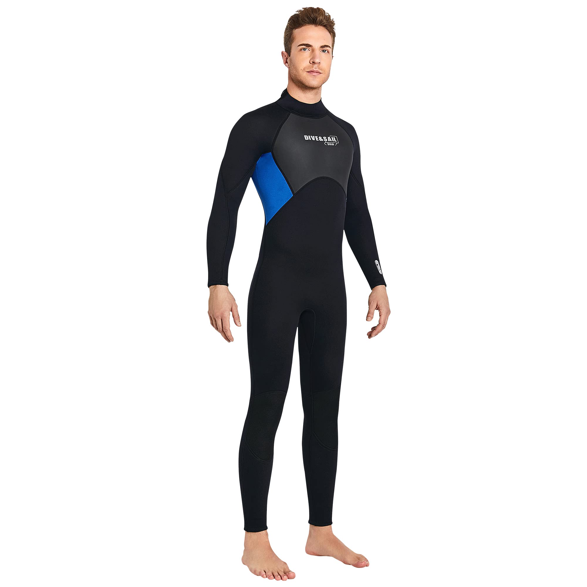 3mm Neoprene Wetsuit for Men - Scuba Diving, Surfing & Swimming - Long Sleeve Thermal Wetsuit with Back Zip - Perfect for Water Sports, Snorkeling & Cold Water Activities