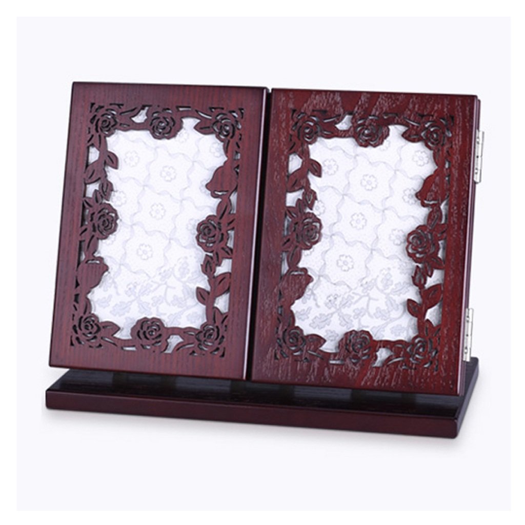 Vintage Wooden Tri-Fold Makeup Mirror with LED Lights - Portable Travel & Home Use (Wine Red)