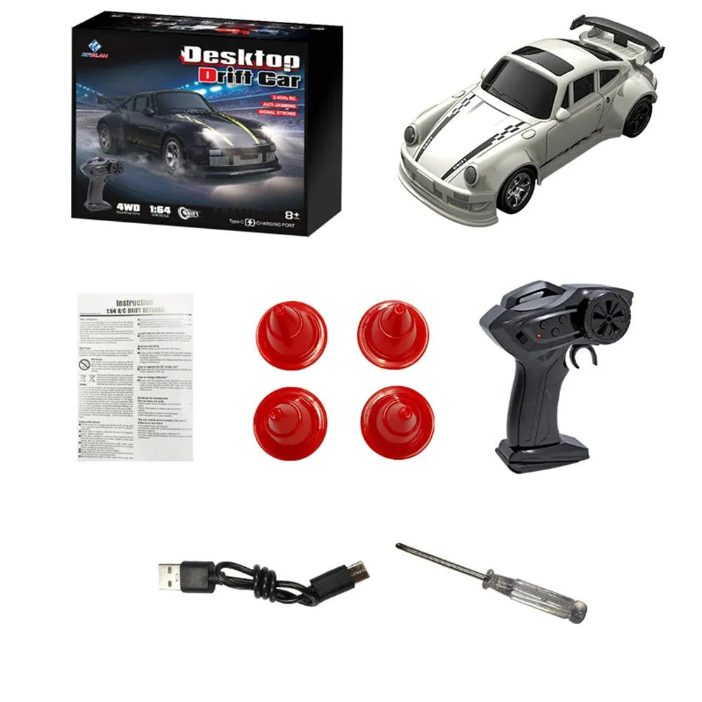 KFPLAN KF20 1/64 Scale 4WD Drift RC Car - Mini High Speed Remote Control Racing Vehicle with LED Lights | Perfect for Indoor Racing, Drift Competitions & Kids Birthday Gifts