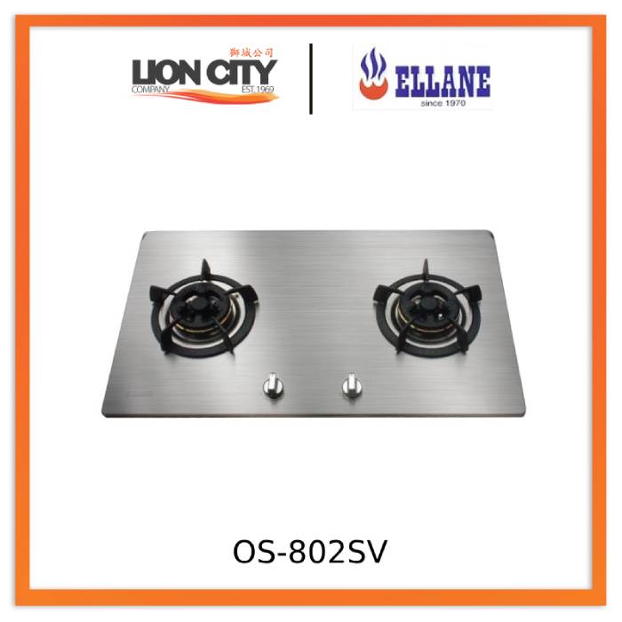 Ellane OS 802SV 86cm 2 Burner Stainless Steel Gas Cooktop Hob - Perfect for Kitchen Remodeling & Professional Cooking