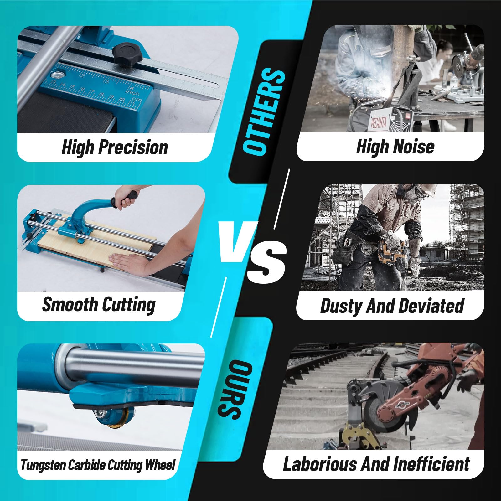 48 Inch Manual Tile Cutter with Tungsten Carbide Wheel - Double Rail Precision Tile Cutting Tool with Infrared Positioning for Ceramic, Porcelain & Stone Tiles - Perfect for DIY Home Renovation & Professional Tiling Projects
