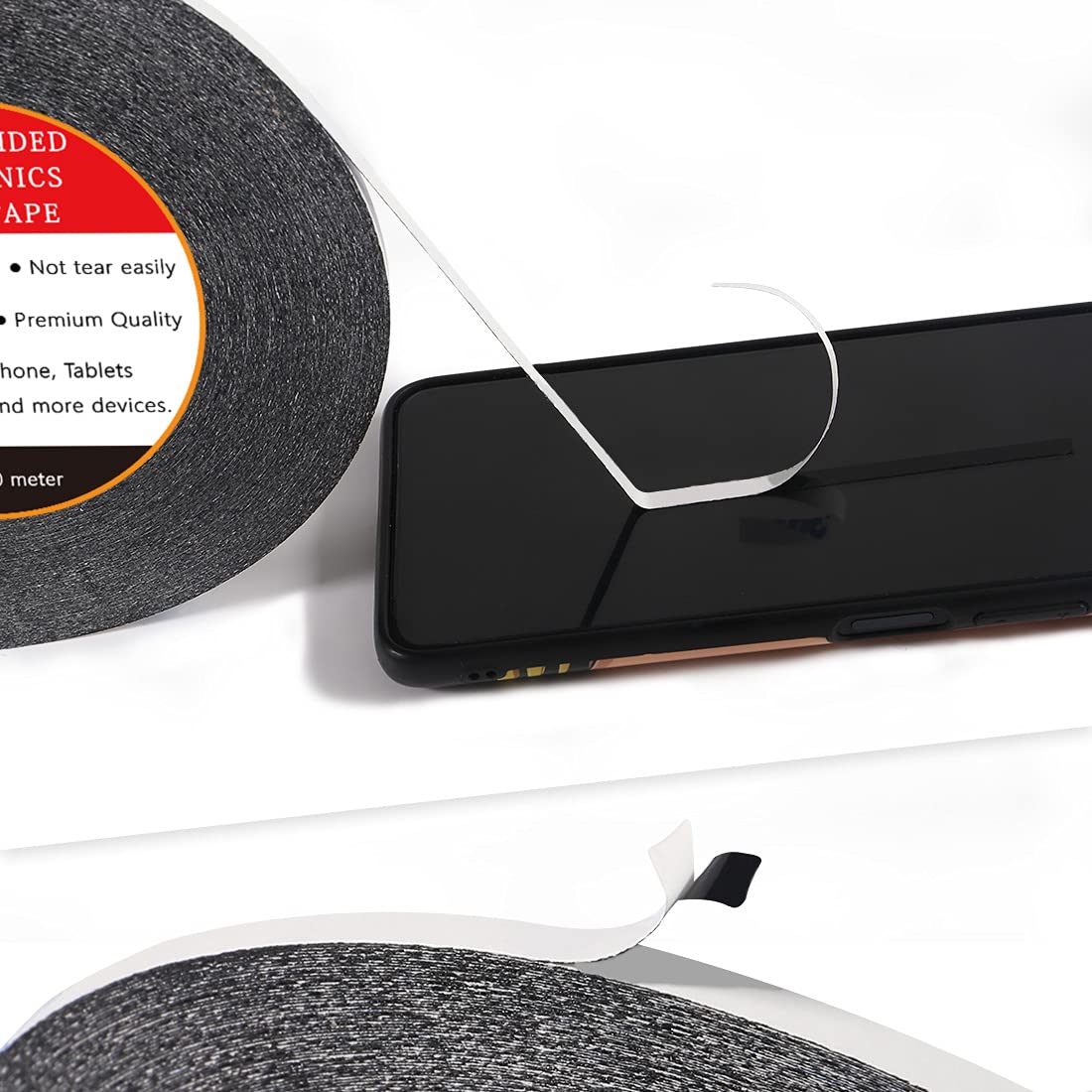 2-Pack Double Sided Heavy Duty Adhesive Tape - 3mm x 50m Strong Bonding Tape for Phone, Tablet, Laptop & Camera Repair - Includes 1 Precision Tweezers (Black) | DIY Fixes, Home Repairs & Electronics Maintenance