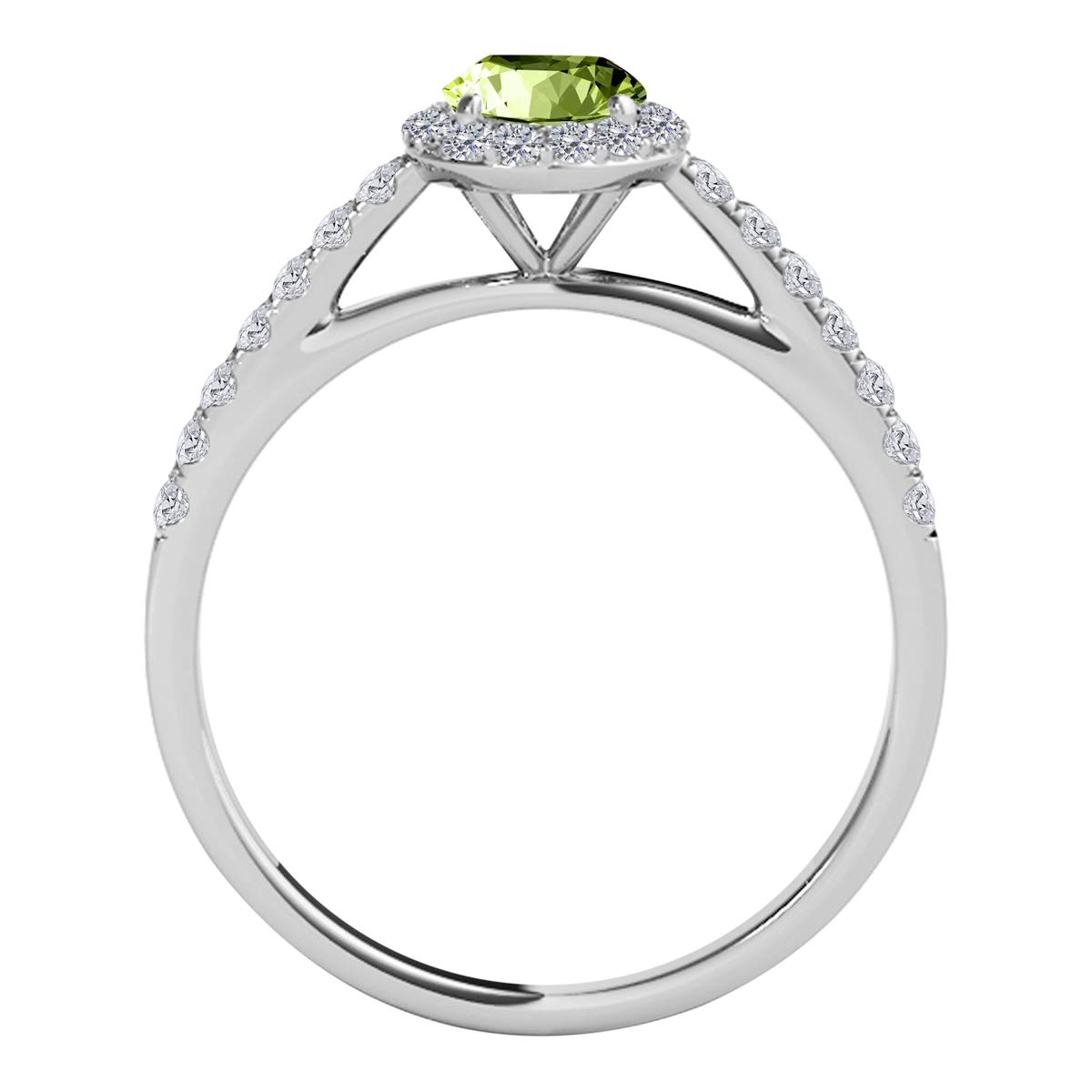 MauliJewels 10K White Gold Women's Ring with 1.77 Carat Diamond & Oval Green Amethyst in Shared-Prong Setting | Elegant Jewelry for Weddings, Anniversaries & Special Occasions