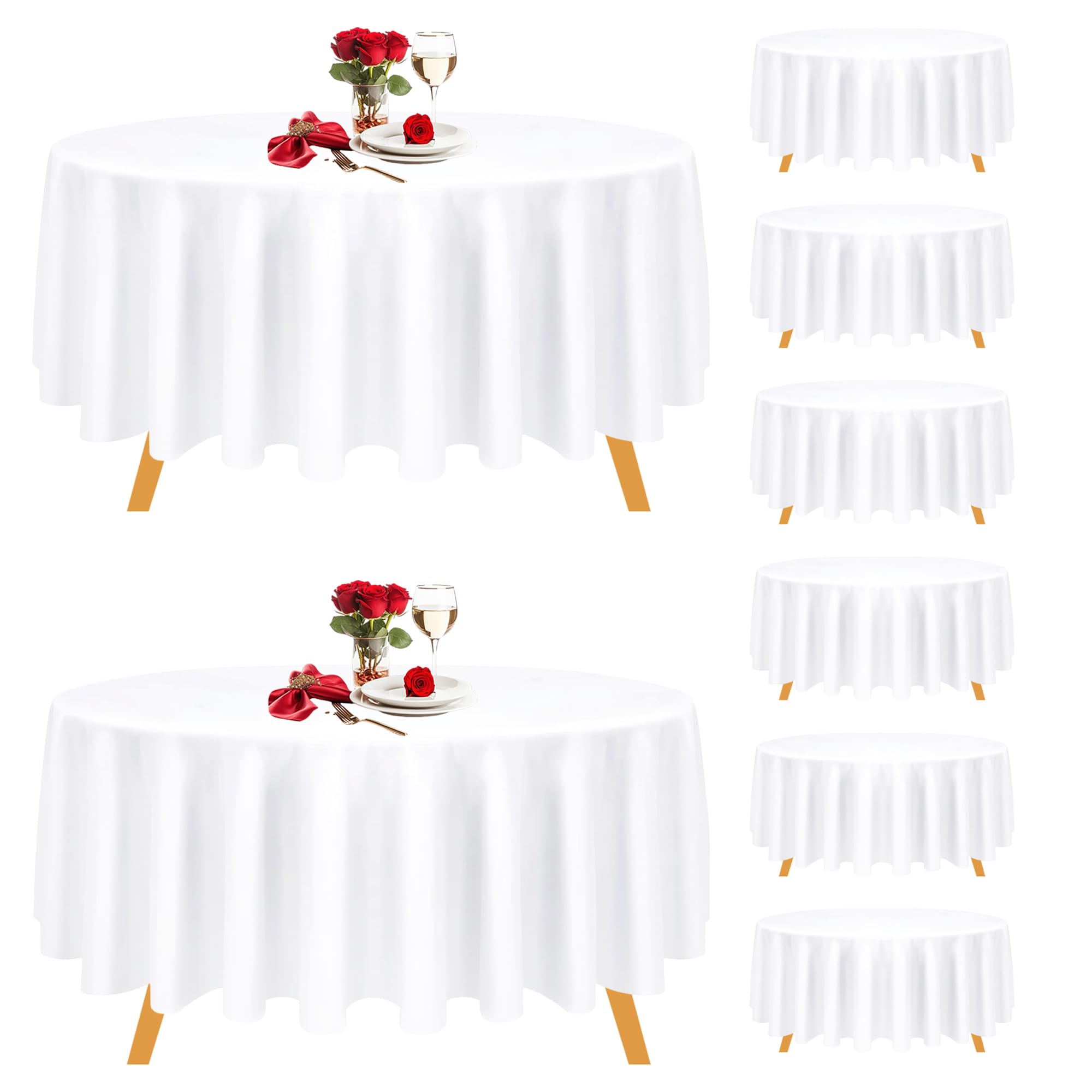 Premium 108-Inch Round Tablecloth - White Polyester Cotton Blend Washable Table Cover for Dining, Christmas Party, Wedding & Events (Pack of 10) - Spill-Proof & Wrinkle-Resistant for Easy Entertaining