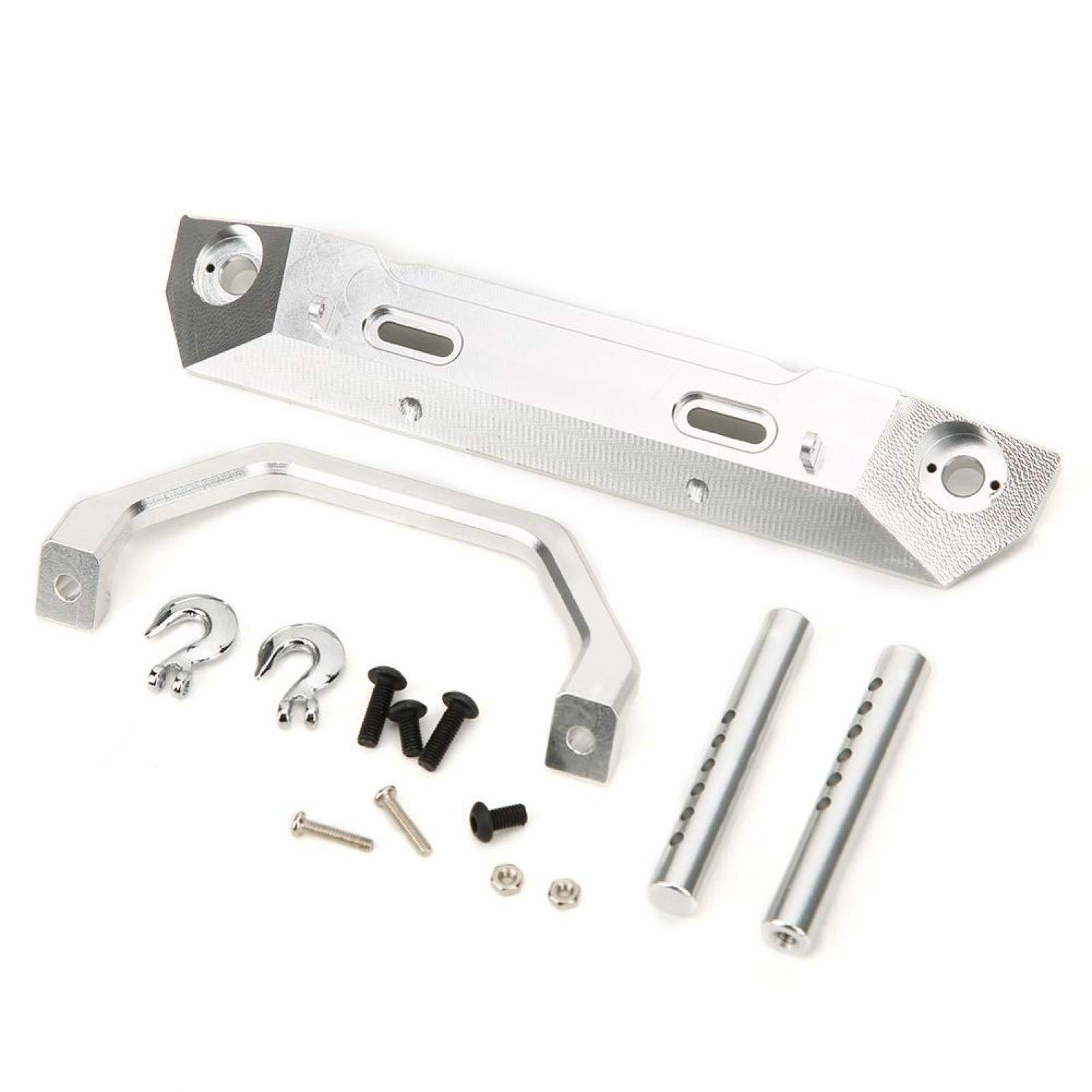 **Demeras RC Car Front Bumper - Aluminum Alloy Anti-Collision Bar for RGT 1/10 Monster Truck Off-Road (Silver) | Durable Protection for Rough Terrain & High-Speed Racing**