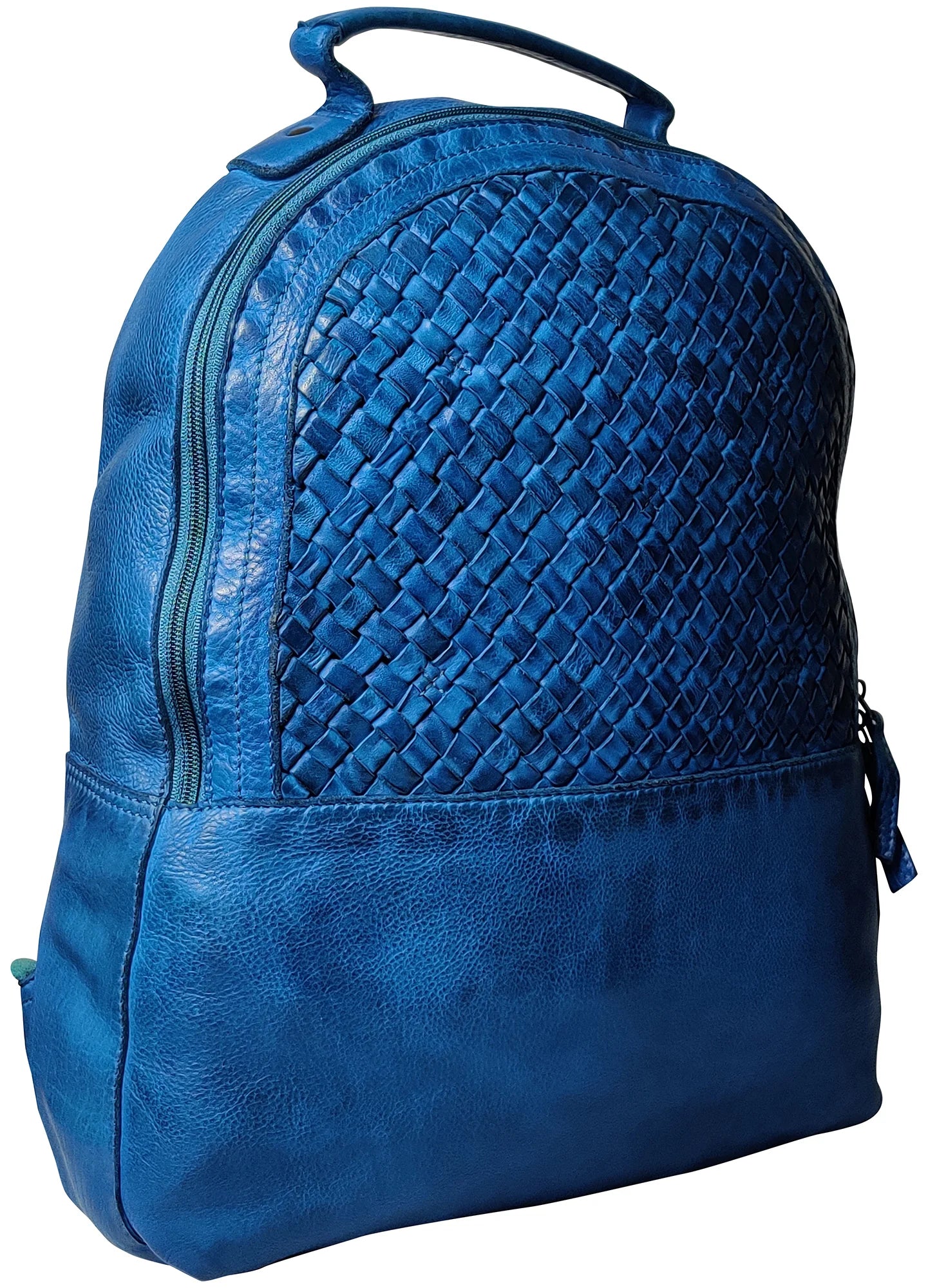 Stylish Blue Leather Laptop Backpack for Women - Perfect for Work, Travel & College | Water-Resistant & Spacious 15.6
