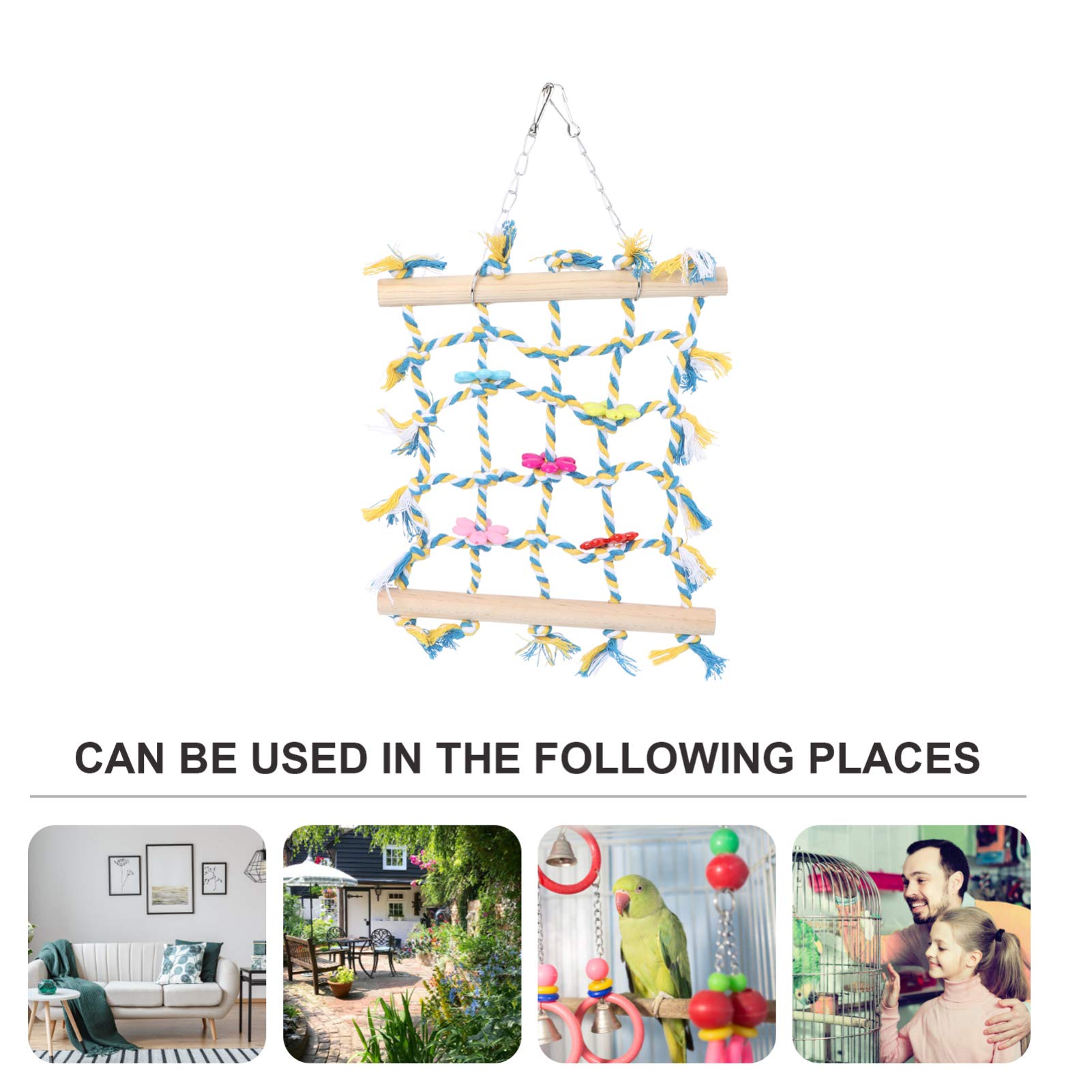 Balacoo 1-Piece Parrot Climbing Net - Natural Cotton & Linen Bird Cage Accessories, Foraging Toys, Play Ladder for Parrots, Cockatiels & Small Birds - Perfect for Cage Enrichment & Claw Grinding