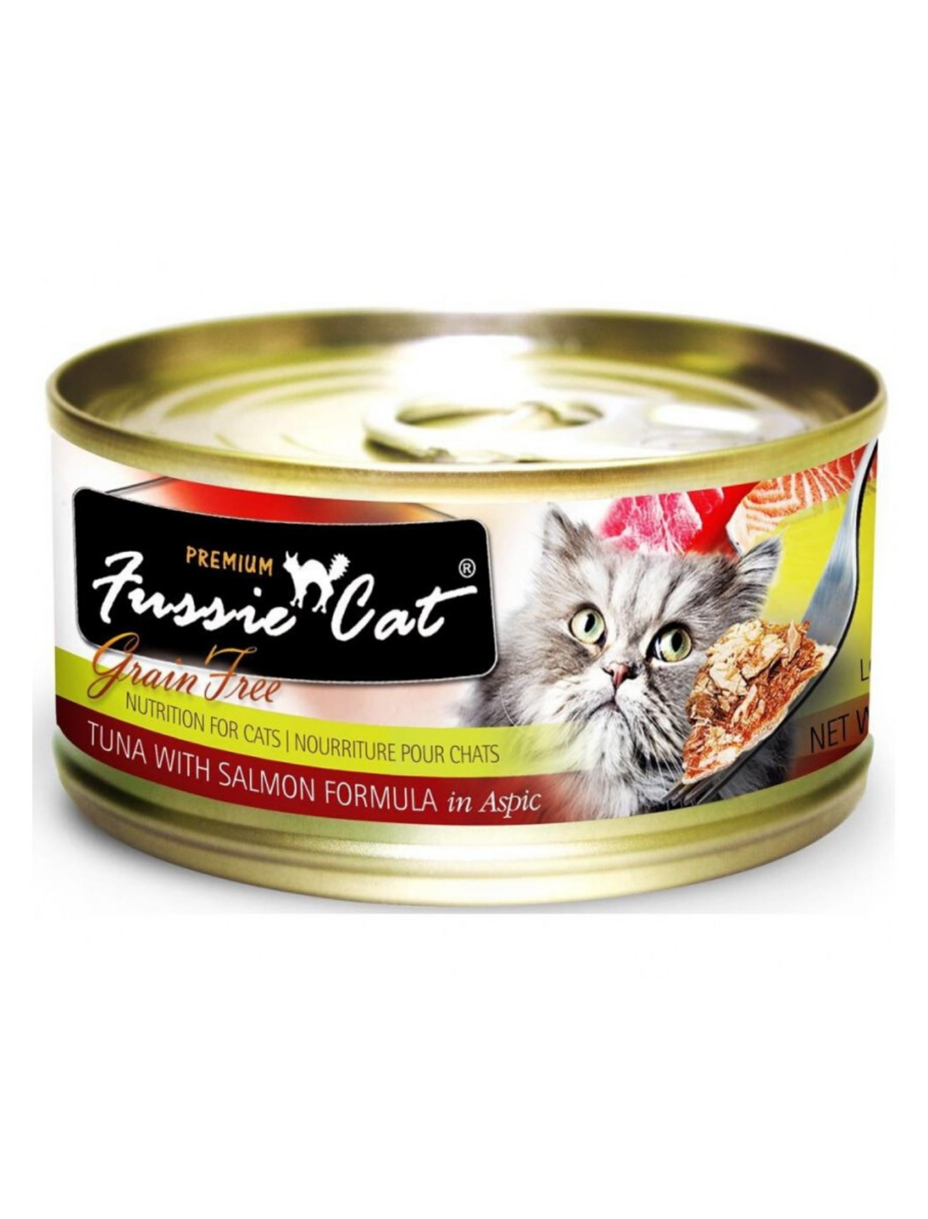 Premium Fussie Cat Black Label Tuna & Salmon Wet Cat Food - 80g Can, Grain-Free High Protein Meal for Adult Cats - Perfect for Picky Eaters & Indoor Cats