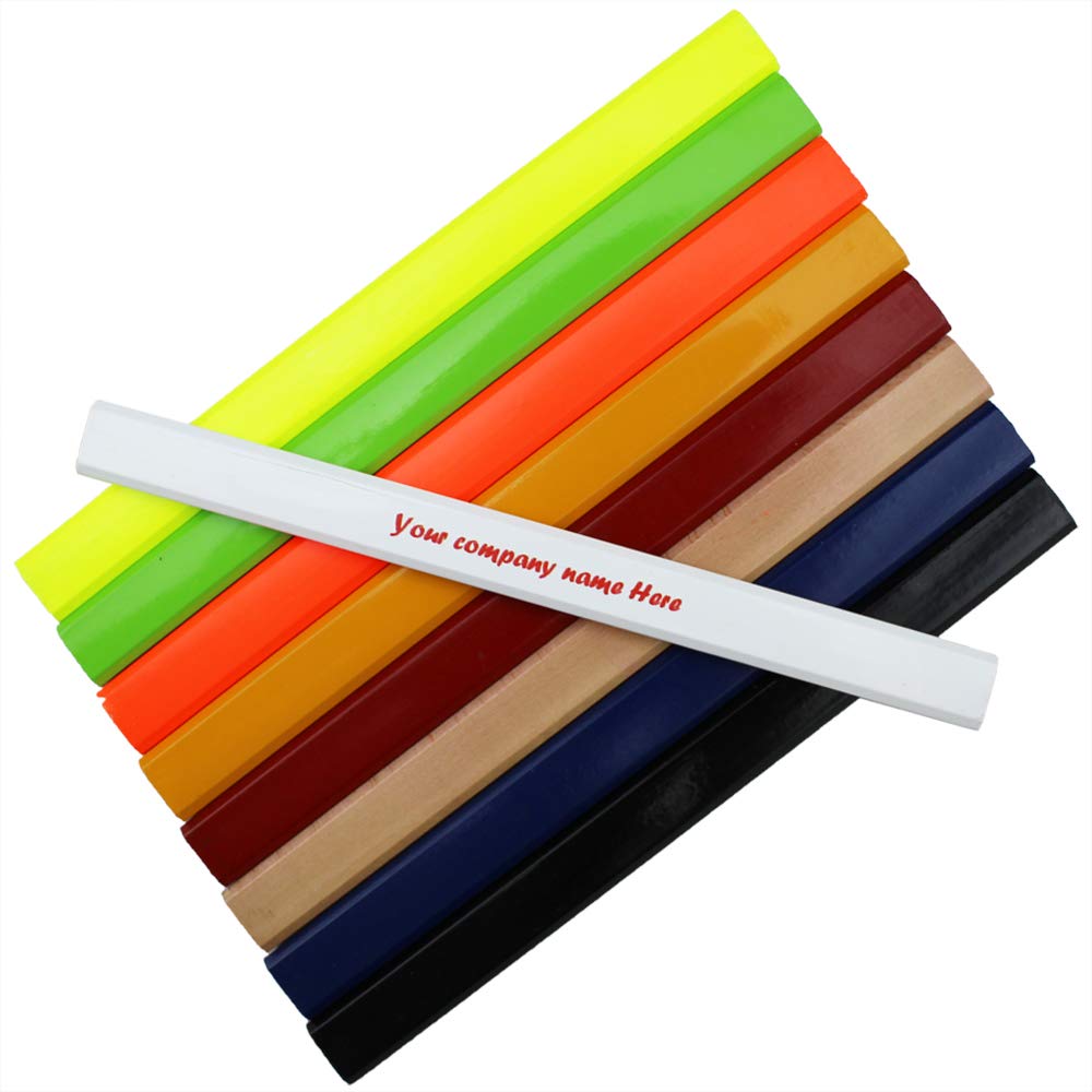 Custom Carpenter Pencils Bulk - 40 Pack 2HB Black Lead for Woodworking & Construction