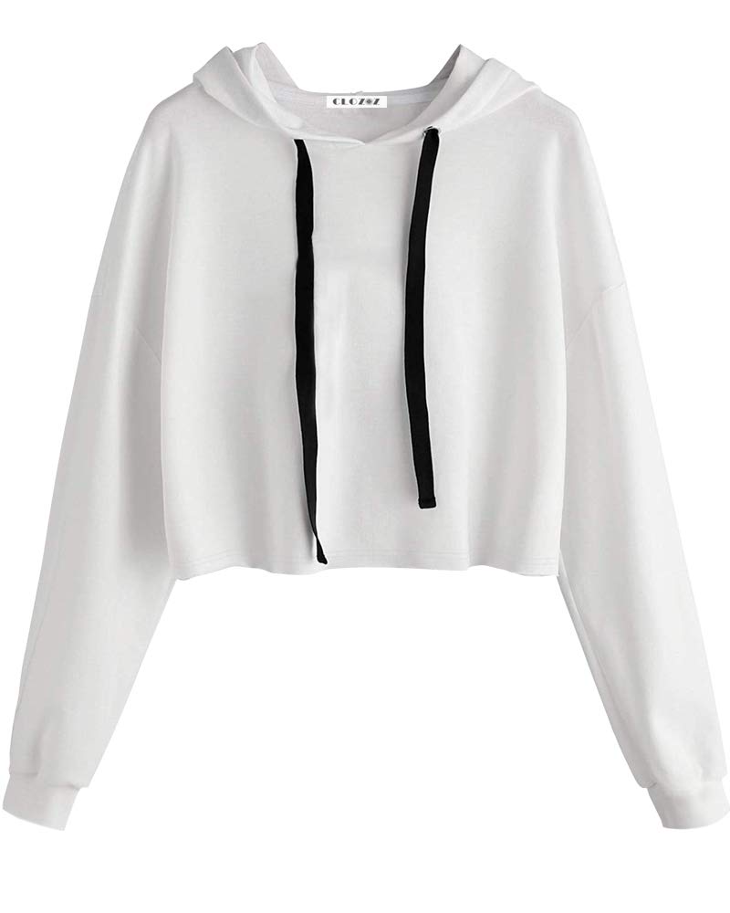 CLOZOZ Women's Cropped Hoodie Sweatshirt - Soft Pullover Hooded Crop Top for Women | Casual Streetwear, Gym & Lounge Wear