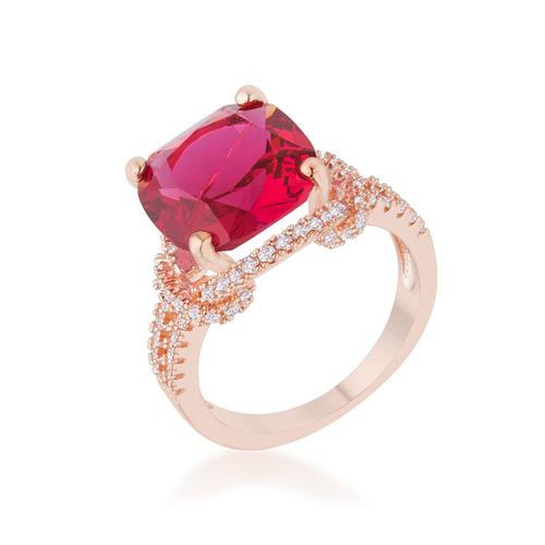 6.2ct Ruby & Cubic Zirconia Rose Gold Statement Ring for Women - Elegant Vintage Jewelry for Parties, Weddings & Special Occasions