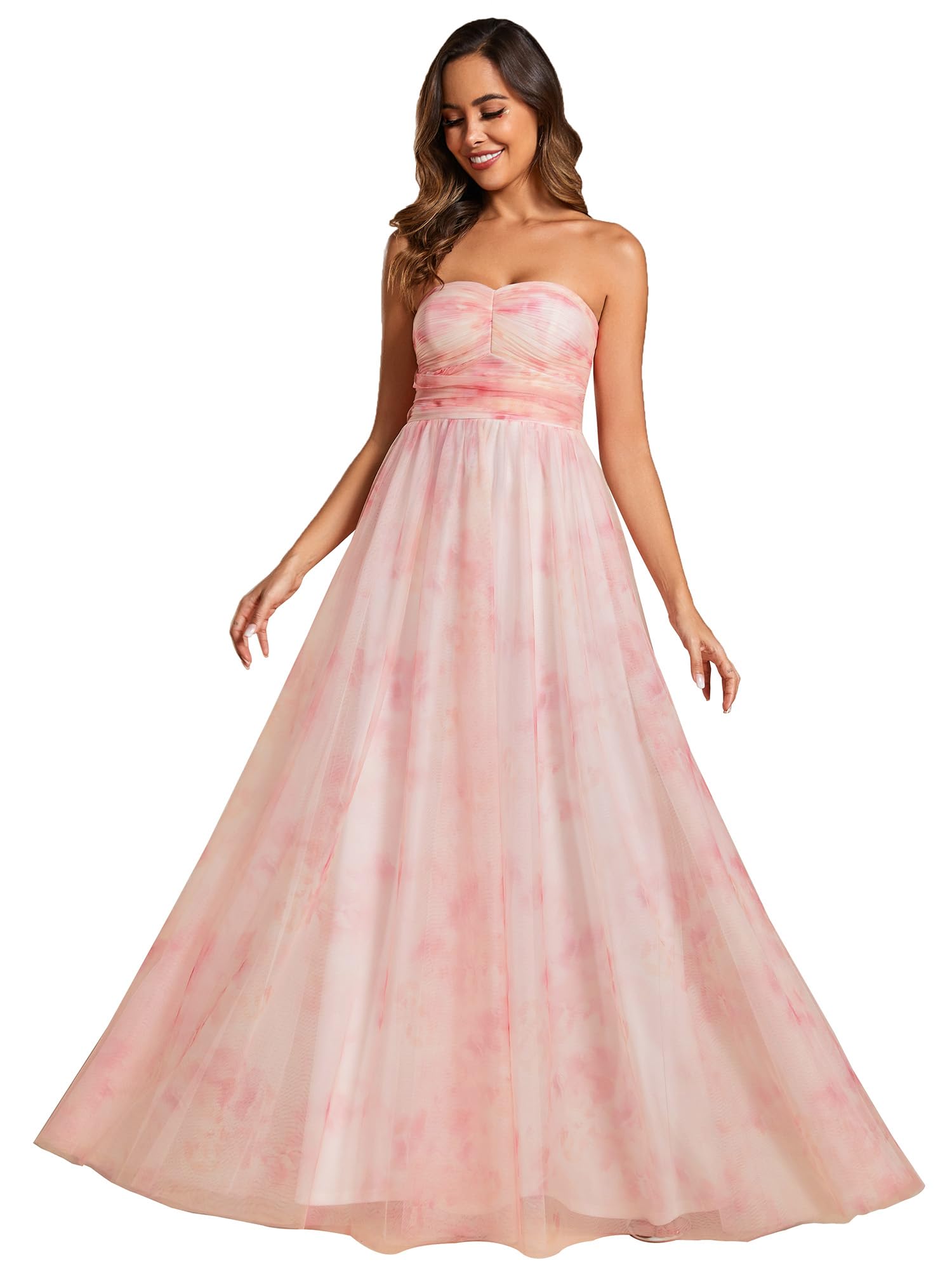 Ever-Pretty Women's A-Line Strapless Sleeveless Bow Tie Maxi Evening Dress 02114 - Perfect for Prom, Wedding Guest & Formal Events