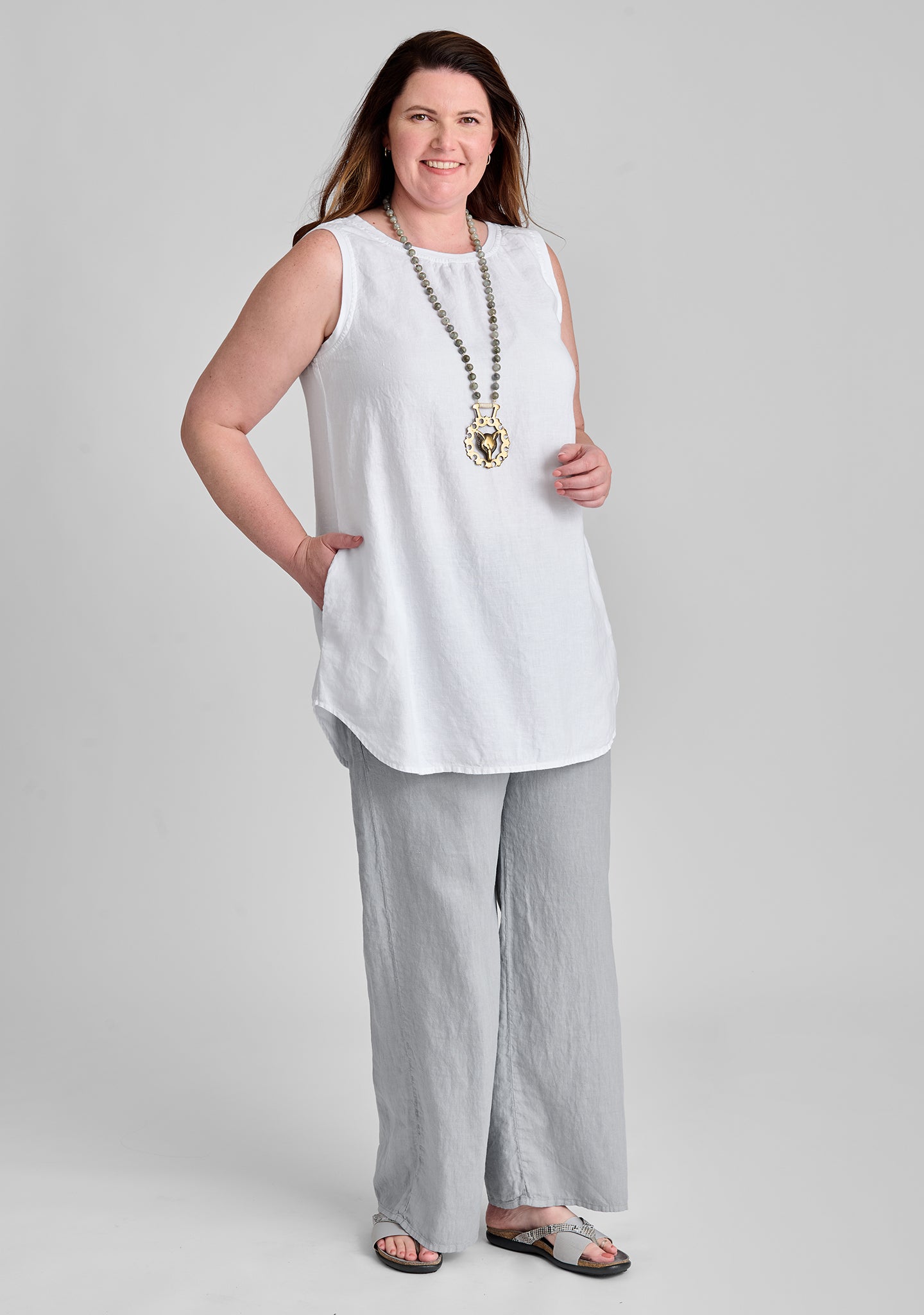 Women's Linen Tank Top - Breathable Summer Beach Tunic - Casual Boho Style for Vacation, Poolside & Outdoor Activities