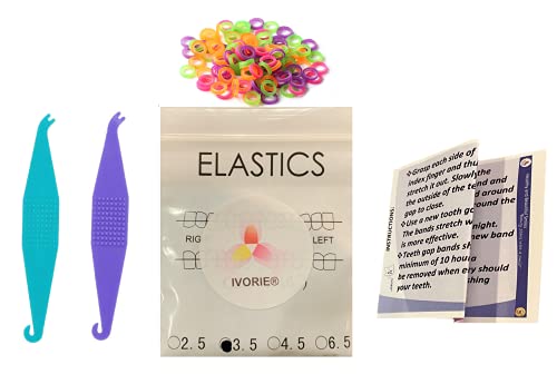 Orthodontic Elastic Rubber Bands 100 Pack with Placers for Teeth Gap Closing - 1/4