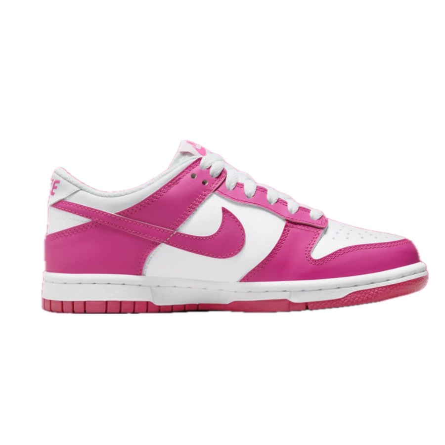 Nike Dunk Low (GS) Laser Fuchsia White Sneakers for Girls - Stylish & Comfortable Basketball Shoes for School, Sports & Casual Wear